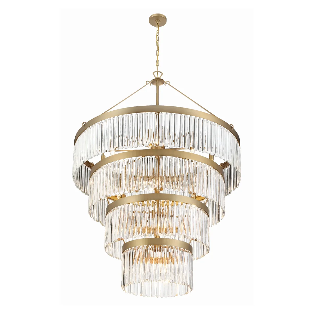 Emilie Crystal Waterfall Round 4-Tier Chandelier - 22 Lights 40W Modern Ceiling Light Fixture for Dining Room, Living Room & Bedroom Decor