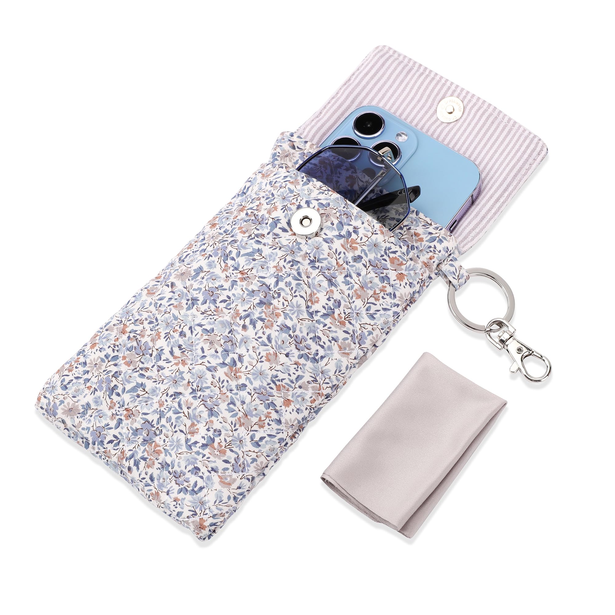 Premium Soft Eyeglass Case for Men & Women - Double Compartment Travel Pouch with Keychain | Protective Storage for Glasses & Sunglasses | Perfect for Travel, Work & Daily Use