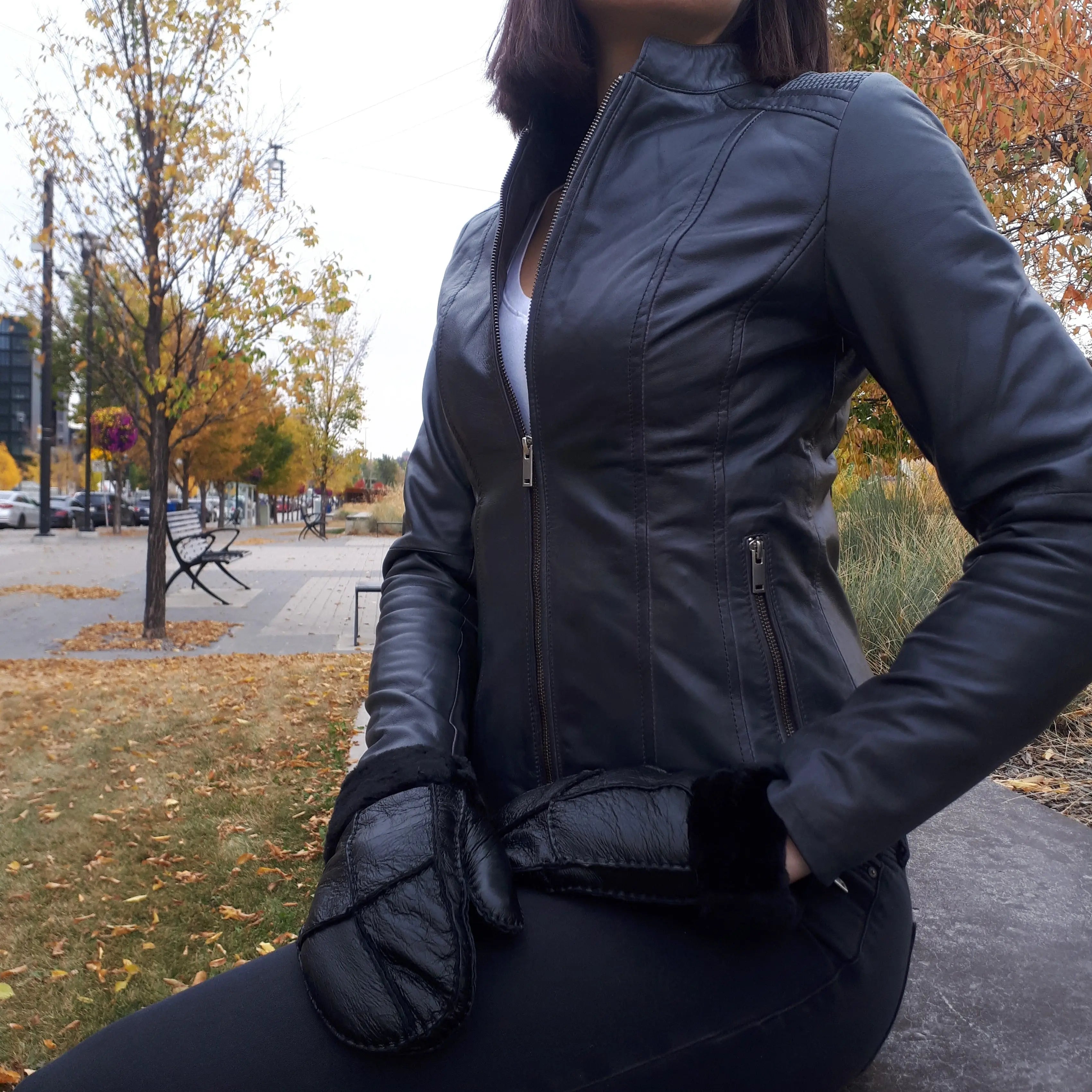 BOL Women's Basket Weave Accent Leather Jacket - Stylish Faux Leather Moto Jacket for Women, Fashionable Outerwear for Fall & Winter - Perfect for Casual Outings, Date Nights & Office Wear