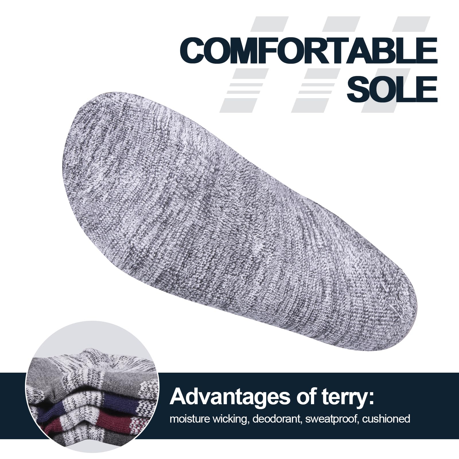 **YUEDGE Men's 5-Pack Breathable Moisture-Wicking Crew Socks - Cushioned Comfort for Walking, Running & Athletic Performance - Ideal for Casual Wear, Gym & Outdoor Activities**