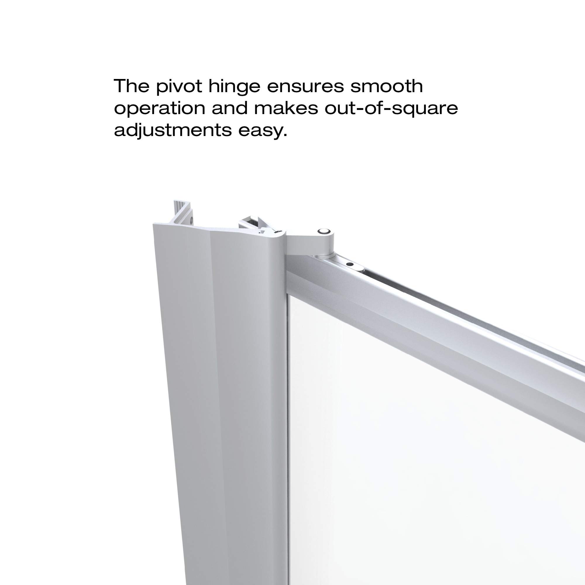 Basco Sopora 31.125-32.875 Inch Pivot Shower Door - Clear Tempered Glass with Brushed Nickel Finish for Modern Bathroom Renovation | Perfect for Small to Medium Sized Showers