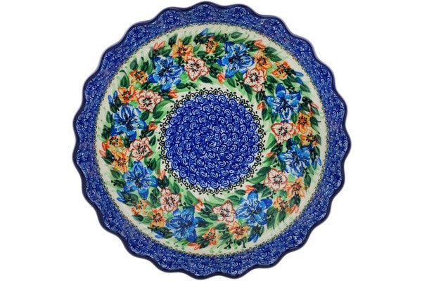 10-Inch Fluted Pie Dish - Lily Gardens - Perfect for Baking Apple Pies, Quiches & Tarts - Elegant Ceramic Pie Pan for Holidays & Family Gatherings