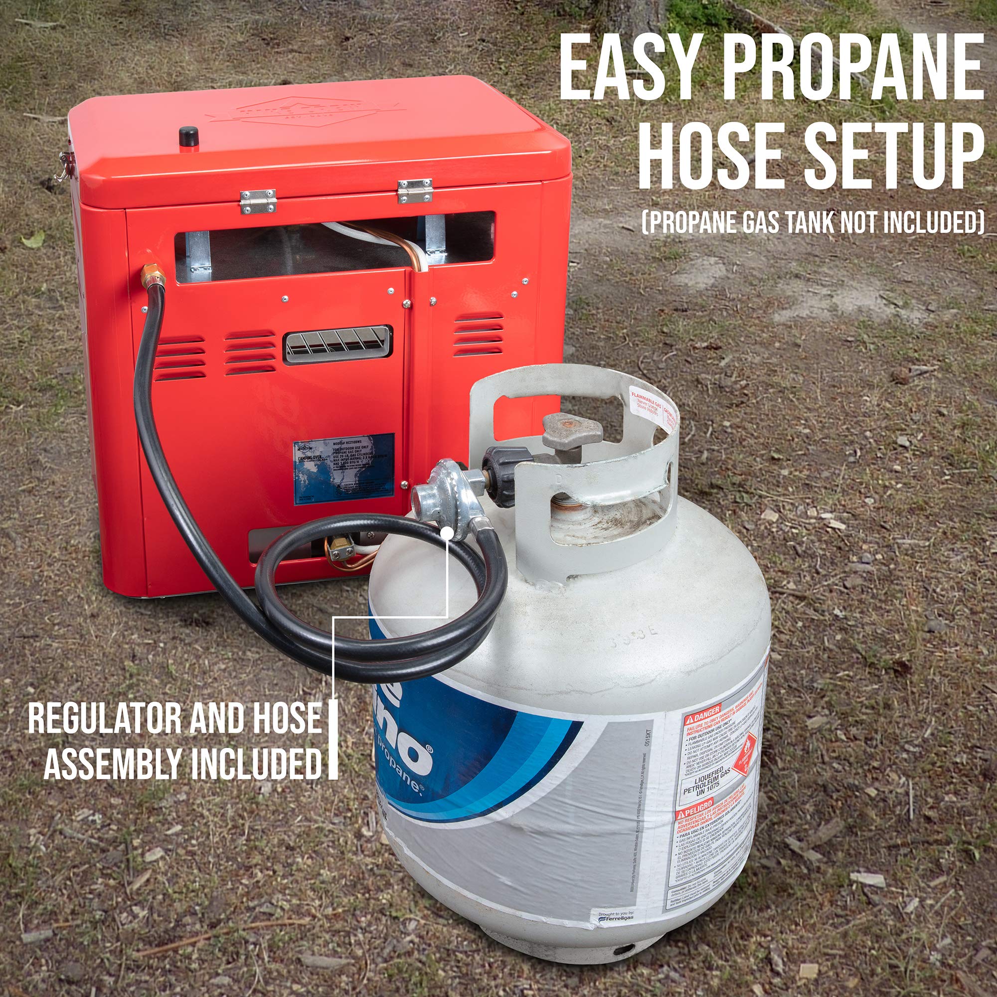 Hike Crew Portable 2-Burner Propane Camping Stove with Oven - CSA Approved Outdoor Cooking Equipment w/ Auto Ignition & Safety Shutoff | Includes Carry Bag, Hose & Regulator | Perfect for Backpacking, RV Trips & Family Camping Adventures