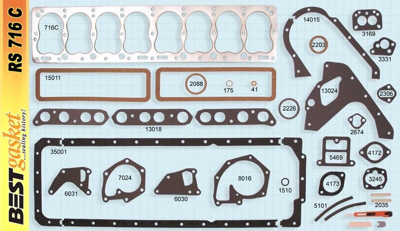 Packard 282 120 Flathead Straight 8 Engine Gasket Set (1935-1947) - Complete Full Kit for Classic Car Restoration & Engine Rebuild | Perfect for Vintage Auto Enthusiasts & Mechanics