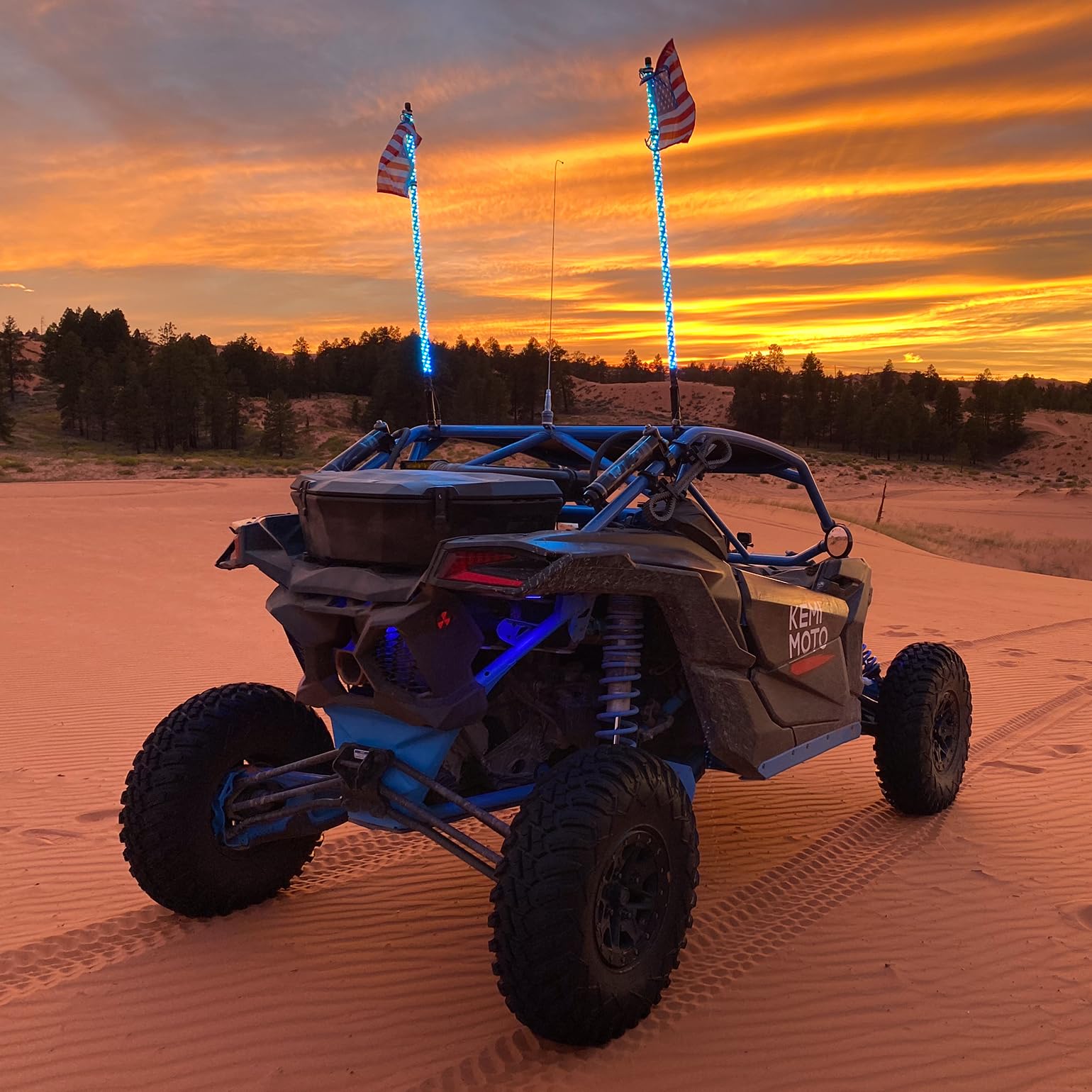 KEMIMOTO 2pc 3ft Spiral Whip Lights for UTV ATV - LED Offroad Whip Lights with RF Remote Control for Polaris RZR, Can-Am Maverick X3, Sportsman - Perfect for Night Riding, Offroad Adventures & Boat Parties