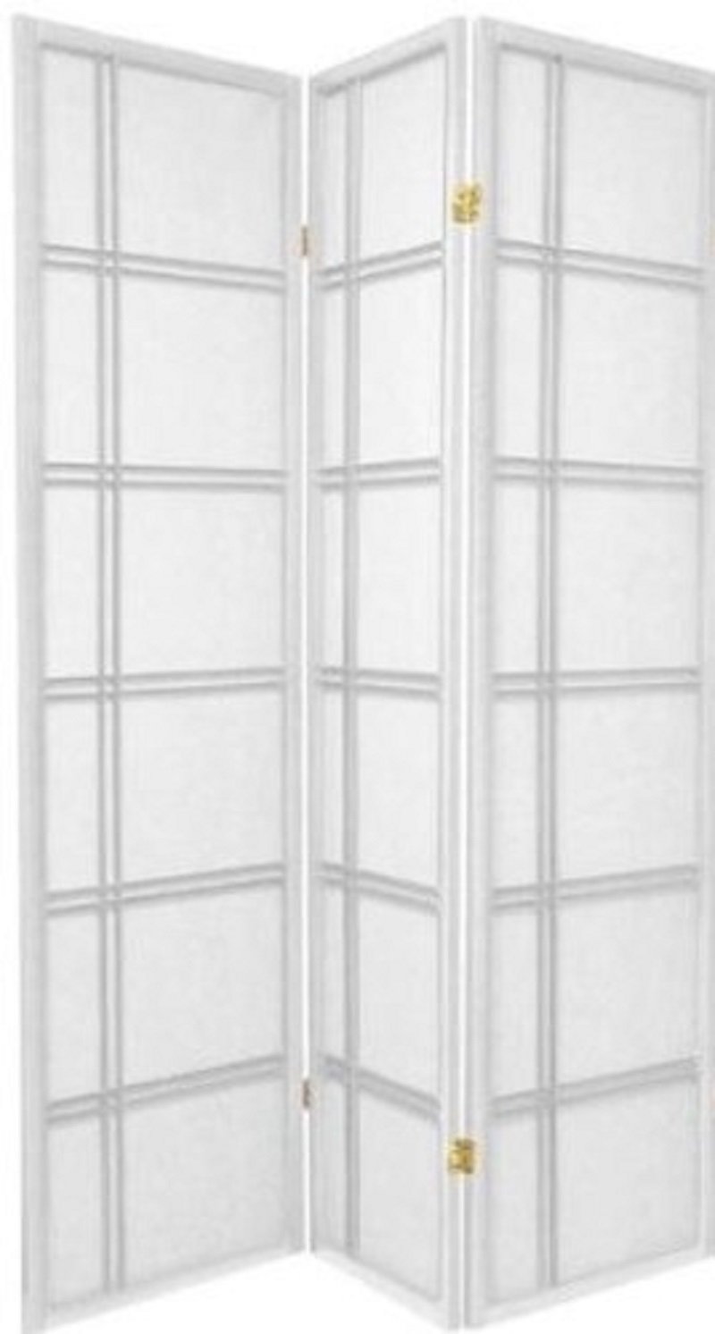 White 3-Panel Room Divider Screen - Modern Cross LINE Design for Home & Office Privacy - Perfect for Bedroom Separation, Living Room Partition, and Workspace Organization