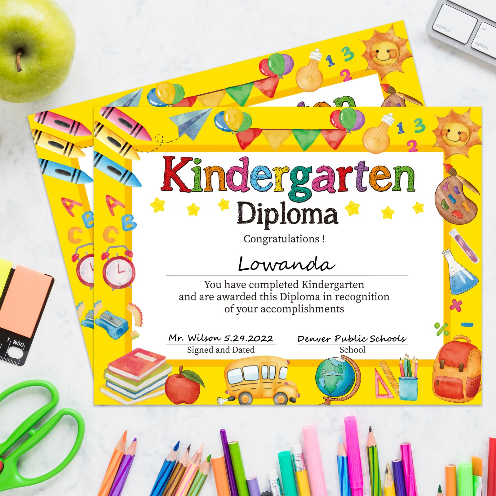 35 Pcs Kindergarten Graduation Diploma Certificates for Kids - 8.5 x 11 Inch Award Certificates for Students & Teachers - Perfect for Preschool Graduation Ceremonies, End-of-Year Celebrations, and Classroom Awards