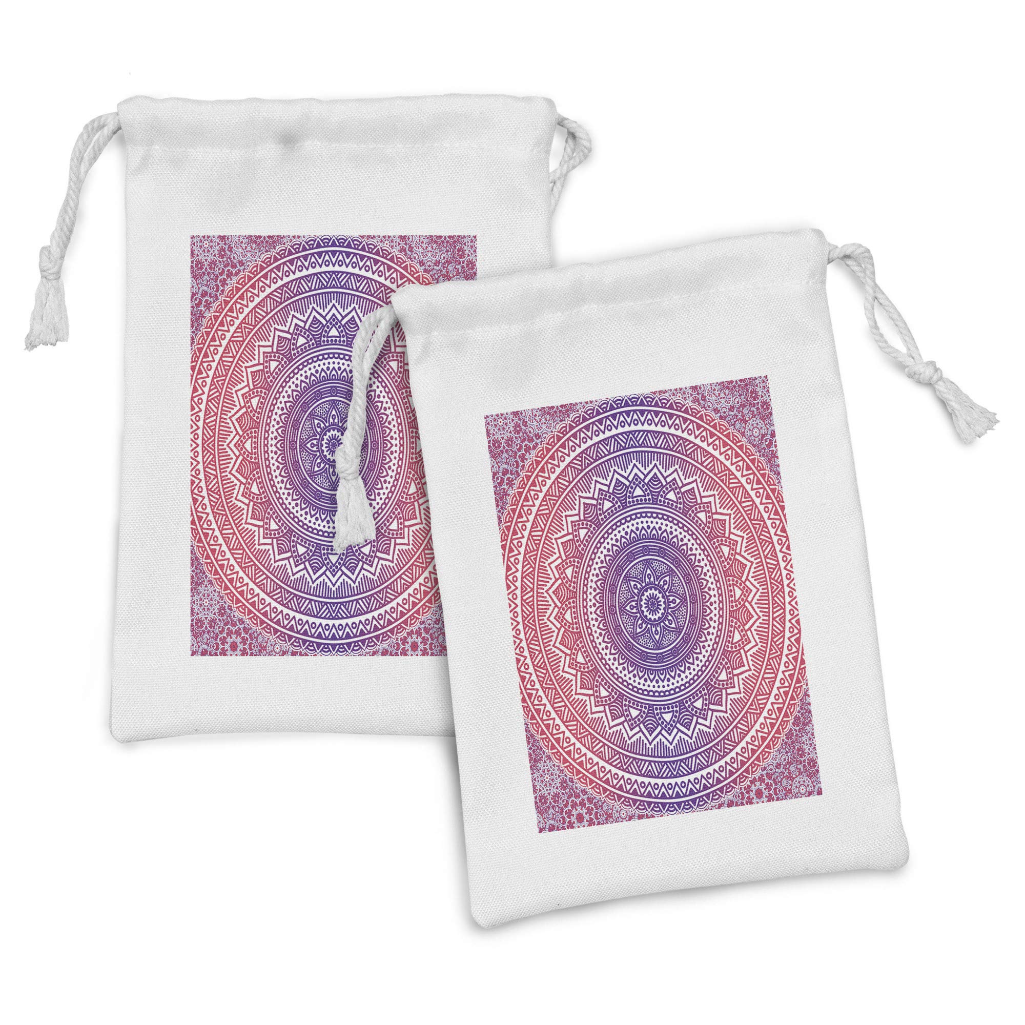 Ambesonne 2-Pack Pink & Purple Mandala Drawstring Pouch Set - 9