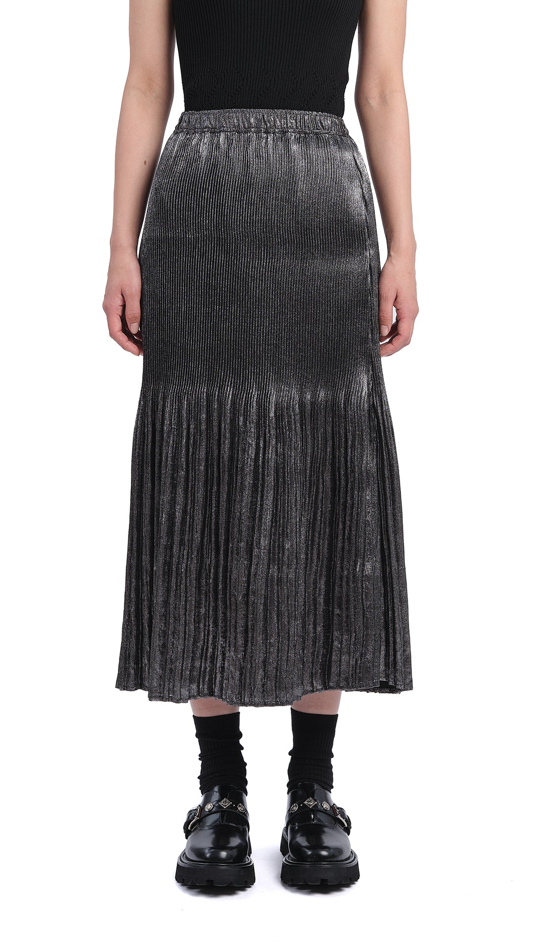 Shiny Metallic Skirt for Women - High Waist Party Mini Skirt with Side Slit - Perfect for Night Out, Club Wear, and Festival Fashion