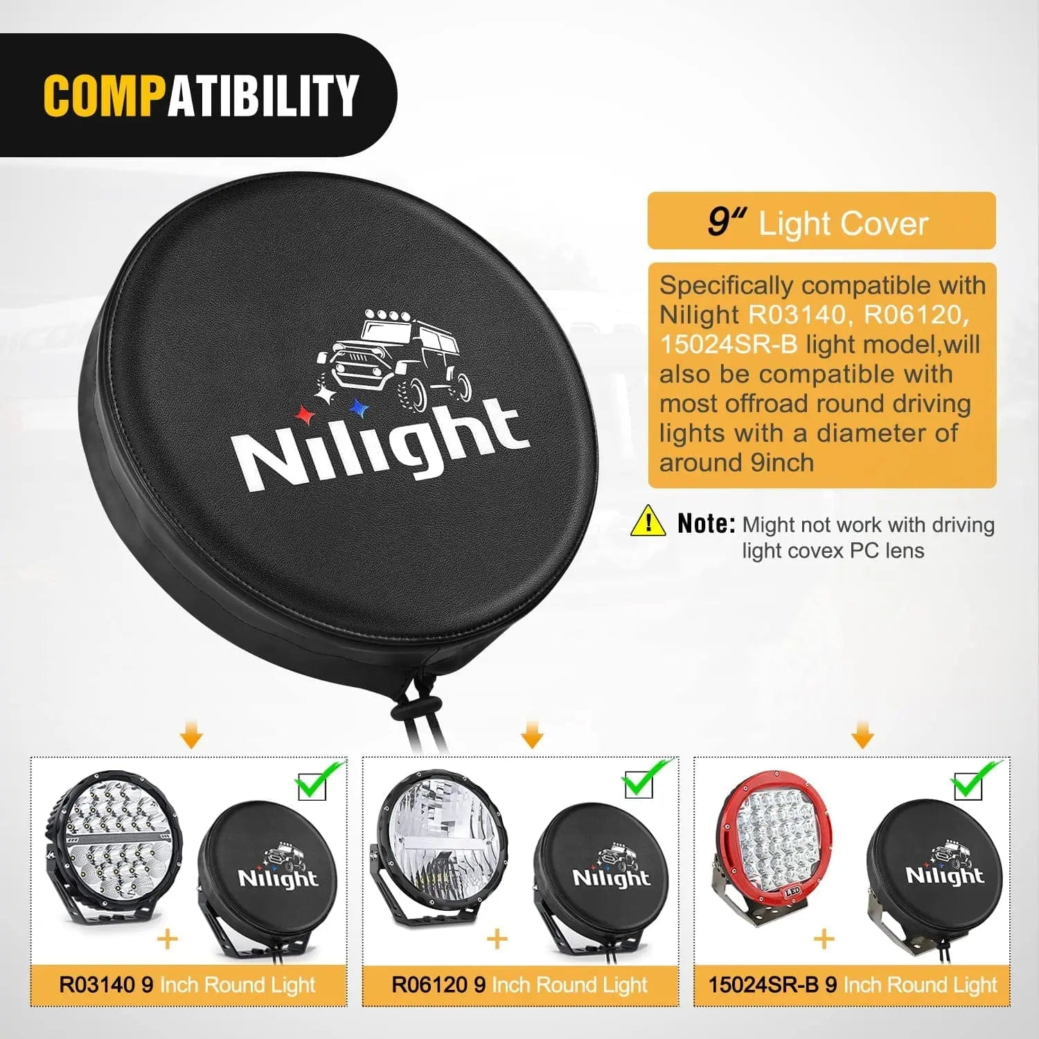 9 Inch Round Offroad Driving Pod Light Cover Type B - Durable LED Light for Trucks, Jeeps & ATVs - Perfect for Night Off-Roading, Camping & Adventure