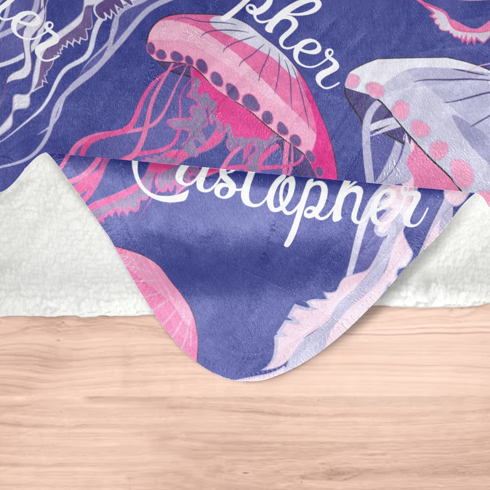 Custom Violet and Purple Jellyfish Fleece Throw Blanket - Ultra Soft Personalized Blanket for Couch, Sofa, Bed & Living Room - Perfect for Cozy Nights, Home Decor and Gift Giving