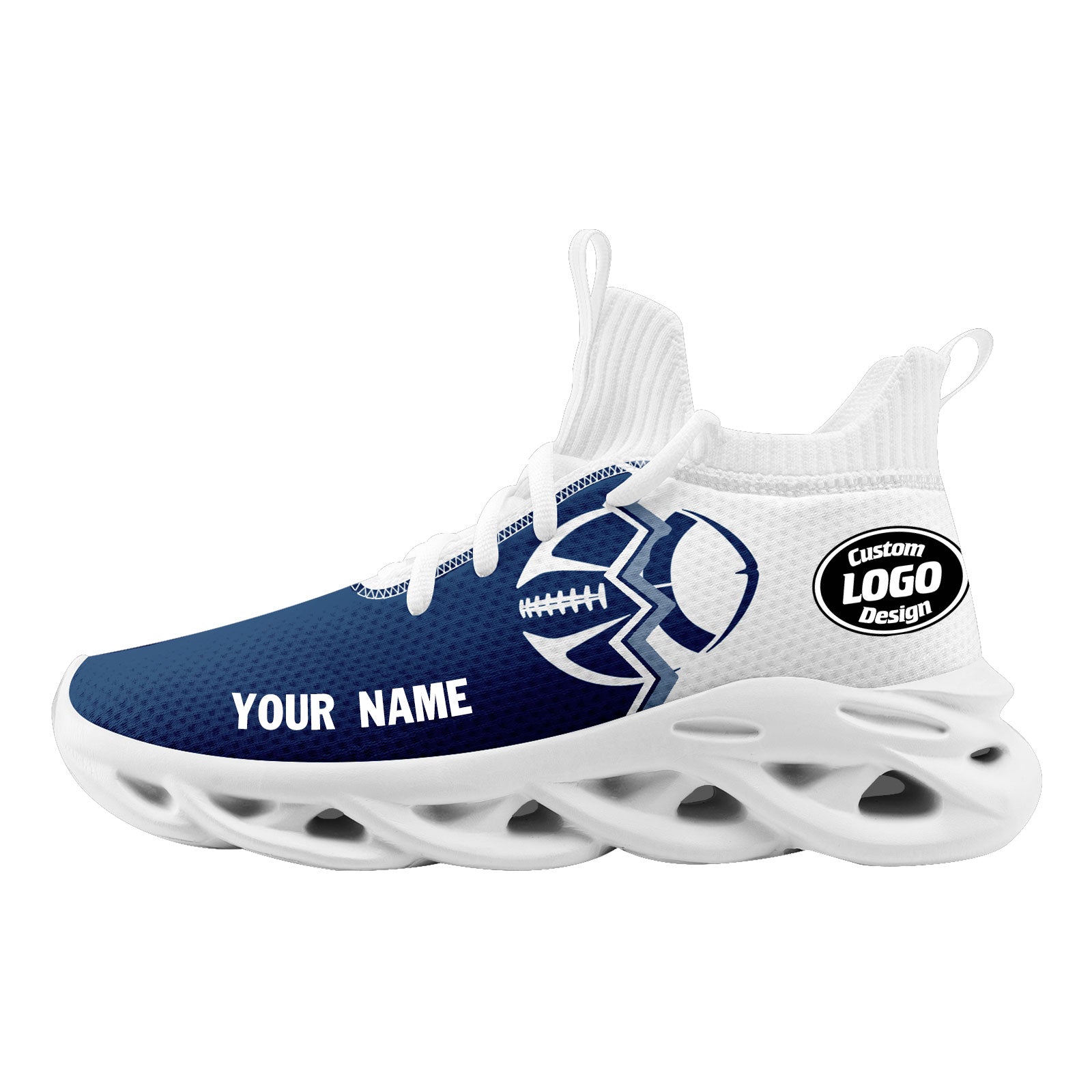 Custom Blue & White Indiana MaxSoul Shoes and Hat Set - Personalized Sports Combo for Basketball & Casual Wear - D028017-23