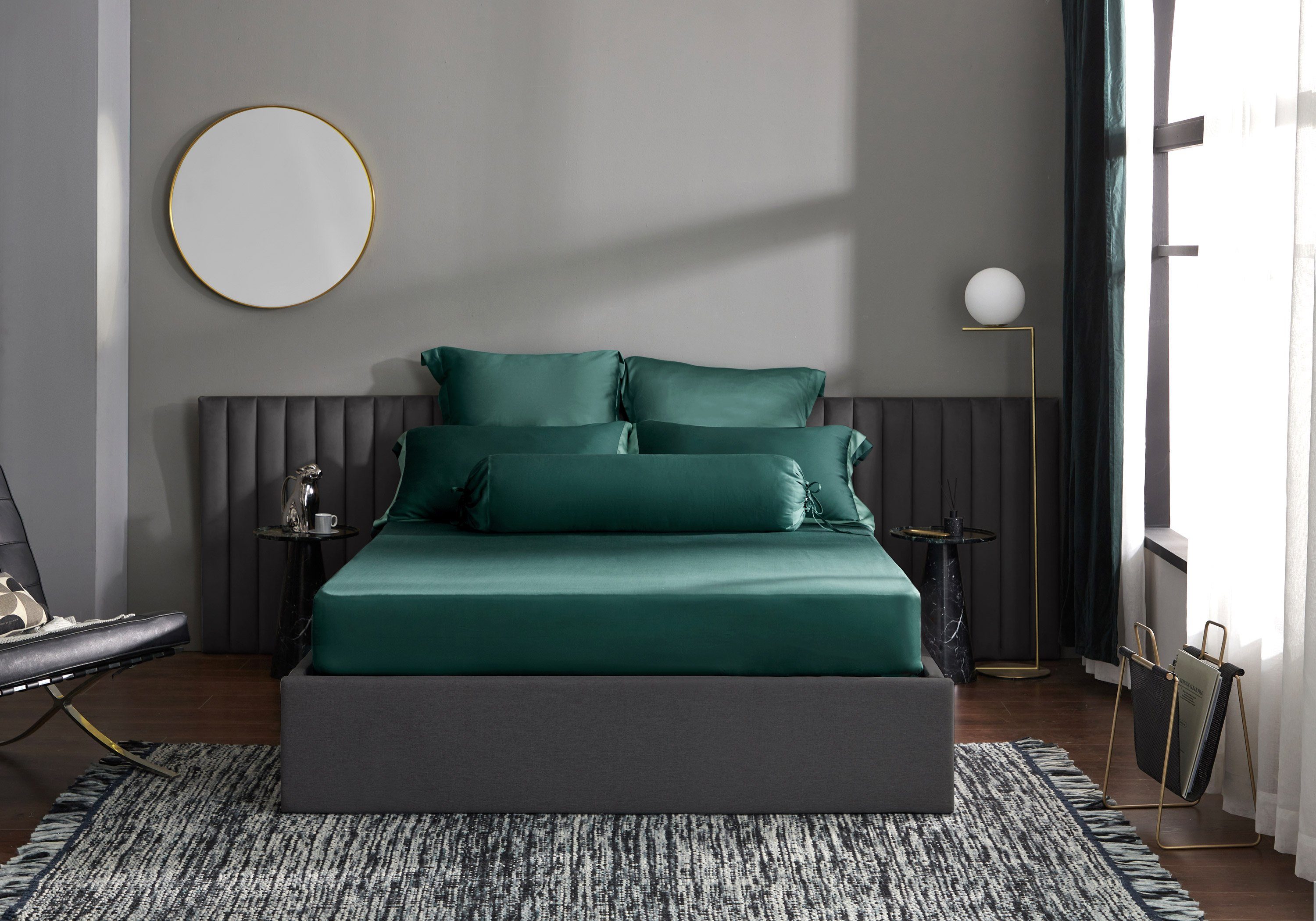 Premium TENCEL™ LF Duca Emerald Green Bolster Pillow Case - Luxury Bedding for Sofa, Bed & Home Decor - Hypoallergenic & Breathable