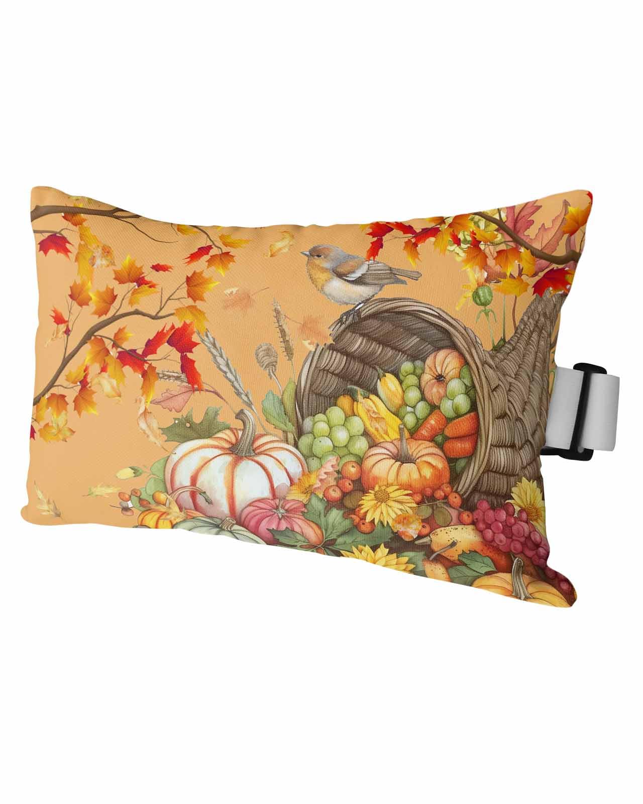 1 Pack Fall Pumpkins Outdoor Lumbar Pillow - Waterproof Recliner Head Rest Cushion for Patio, Beach & Farmhouse Decor (11x16 Inch) - Perfect for Autumn Harvest, Maple Leaves & Bird Watching Scenes
