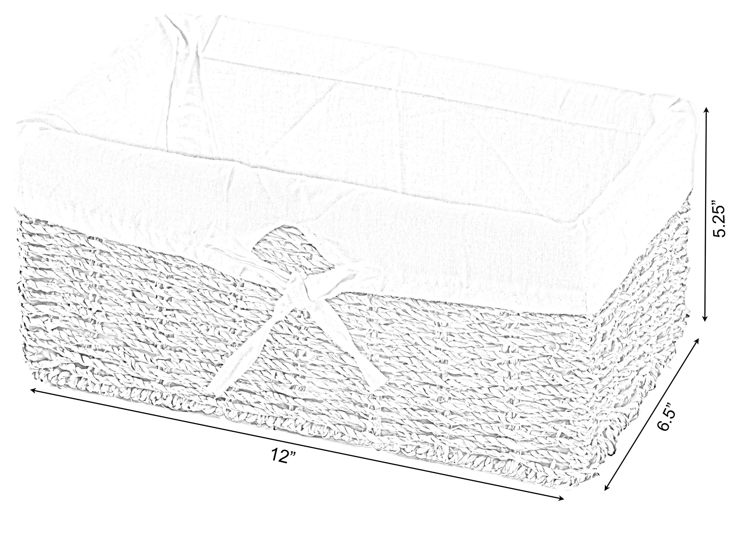 Vintiquewise(TM) Seagrass Storage Basket with White Lining - Set of 2 | Perfect for Bathroom Organization, Nursery Decor & Farmhouse Style Home Storage