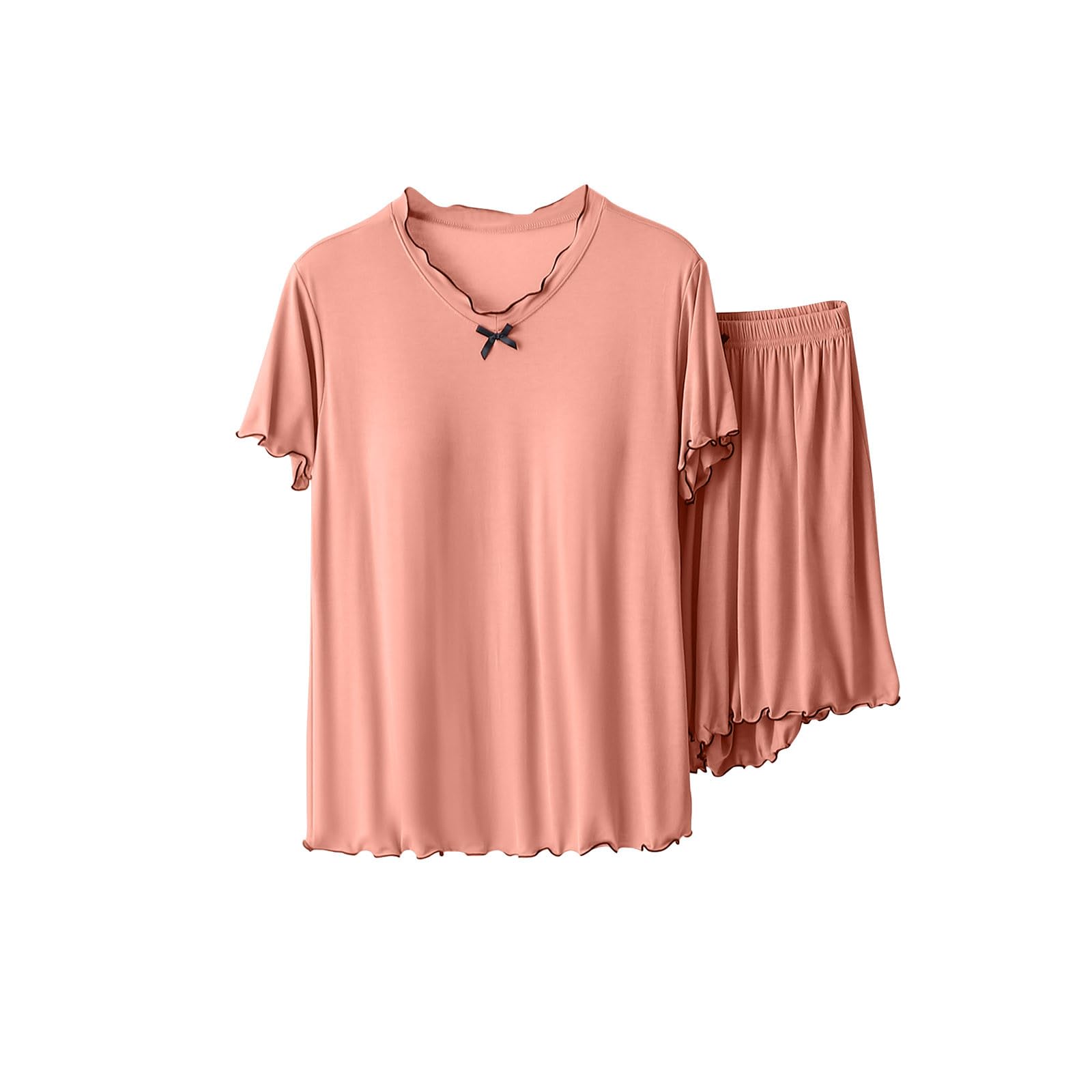 Women's Soft & Comfy 2-Piece Pajama Set - Summer Short Sleeve Sleepwear with Padded Top & Lounge Shorts | Perfect for Sleep, Relaxation & Home Lounging