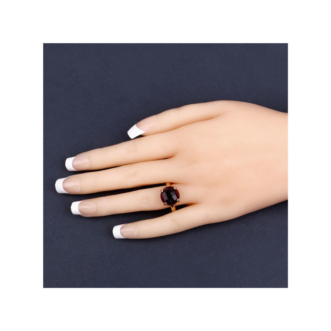 Natural Garnet Solitaire Engagement Ring for Women - Elegant Vintage Style Wedding Band, Perfect for Proposals, Anniversaries & Special Occasions
