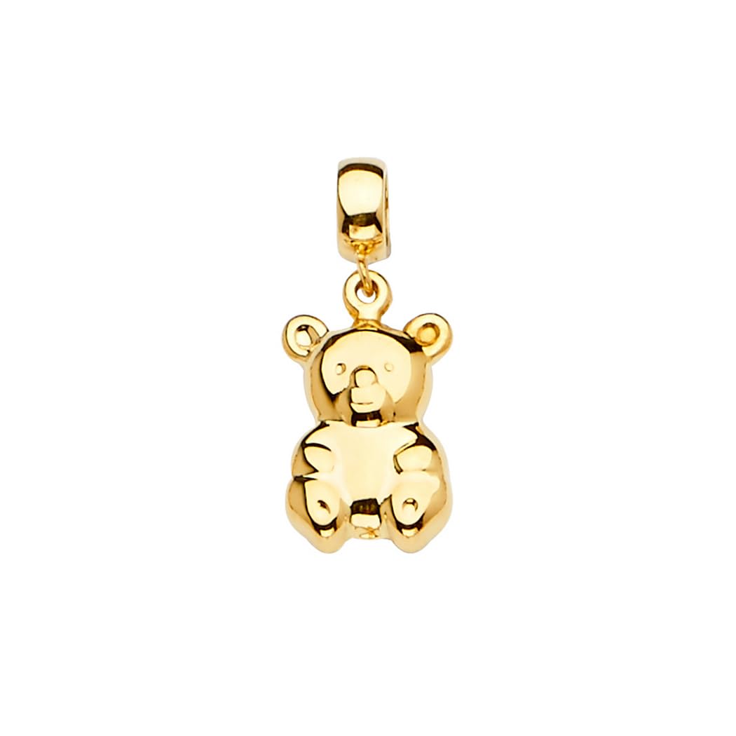 14K Yellow Gold Bear Charm for Mix and Match Bracelet - 10x24mm Dainty Jewelry for Women - Perfect for Layering, Gift Giving & Everyday Wear