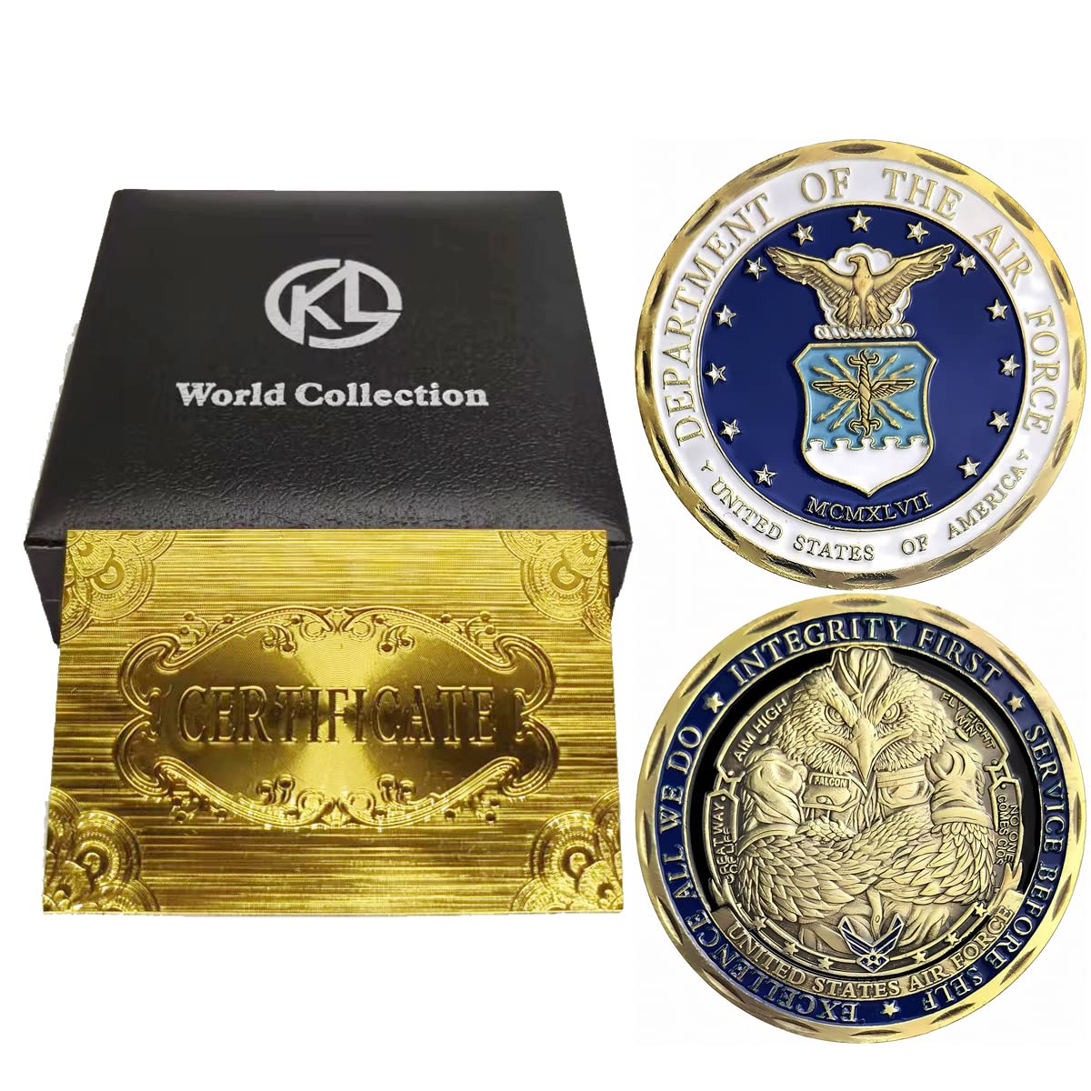 Air Force Challenge Coin Gift Set with Display Box - Perfect Military Appreciation Present for Airmen, Veterans & Collectors - Ideal for Ceremonies, Retirement Gifts & Display Cases