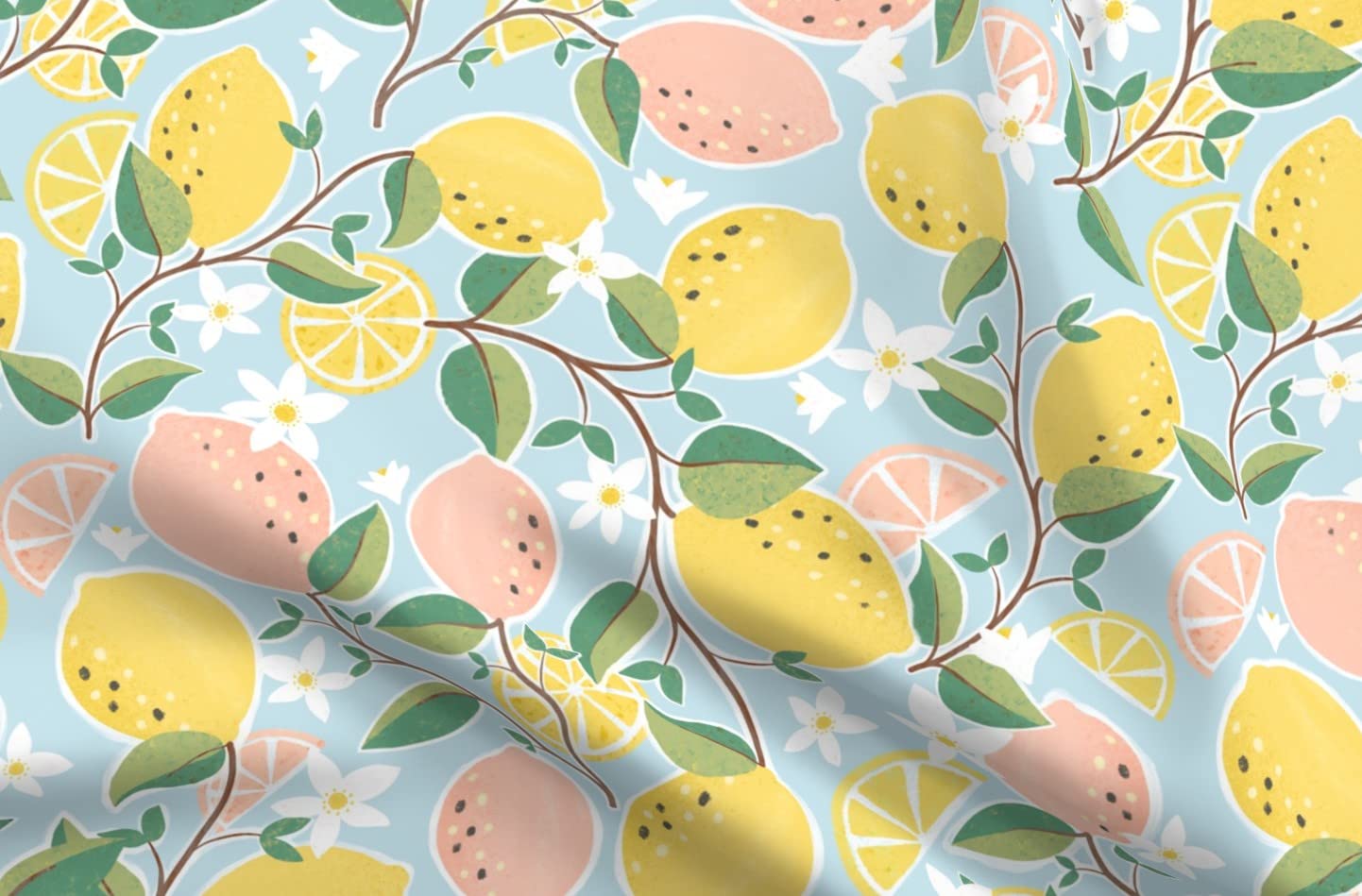 Pink Lemonade Printed Satin Fabric Fat Quarter - Premium Spoonflower Fabric for Sewing, Lining, Apparel, Fashion, Blankets & Home Decor - Perfect for DIY Projects, Quilting, and Room Decoration
