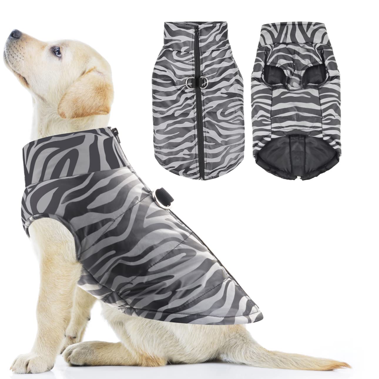 Idepet Waterproof Winter Dog Coat - Leopard Print Reflective Warm Vest Jacket Hoodie for Small Medium Large Dogs & Cats | Cold Weather Apparel for Outdoor Walks & Adventures (Small)