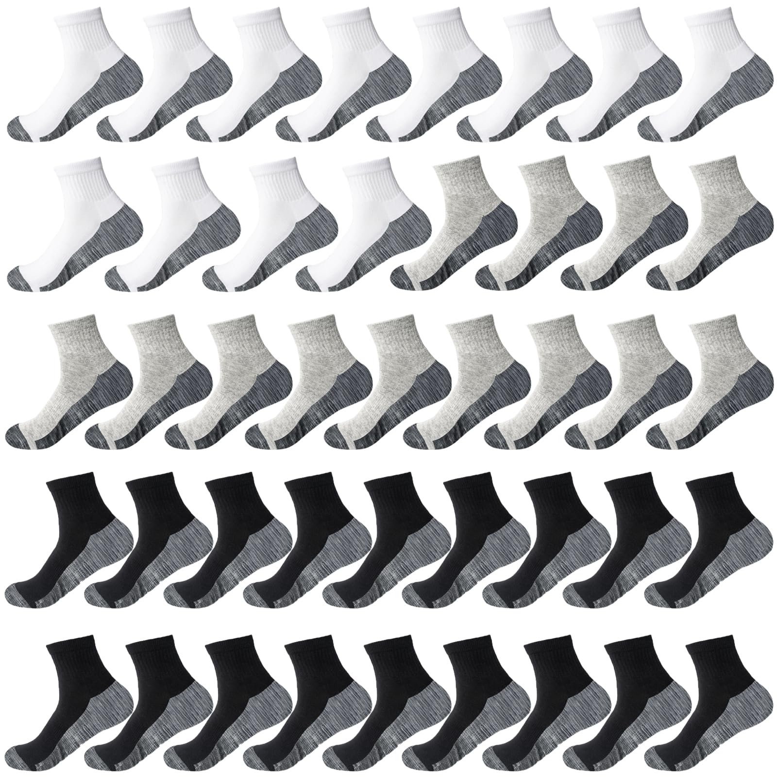 20 Pairs Men's Quarter Ankle Socks - Breathable Cotton Athletic Running Socks for Performance Training, Sports & Gym Workouts - Perfect for Jogging, Basketball & Daily Wear