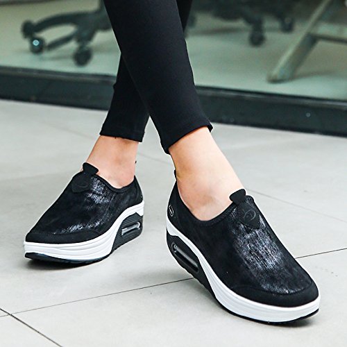 Women's Comfortable Platform Sneakers with Arch Support - Air Cushion Wedge Slip-On Loafers for Walking, Casual & Fashion | Perfect for Work, Travel & Everyday Wear