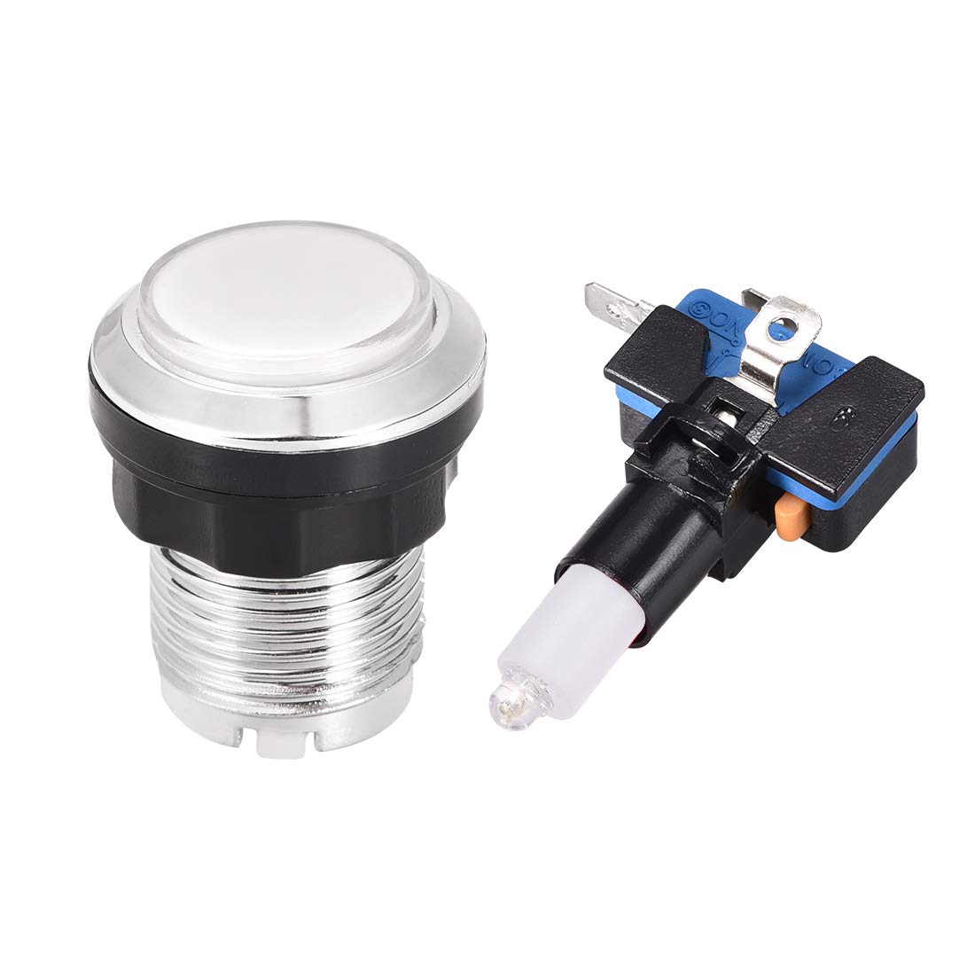uxcell 33mm Round 12V LED Illuminated Arcade Push Button Switch with Micro Switch - White (6 Pack) for Video Games & DIY Control Panels