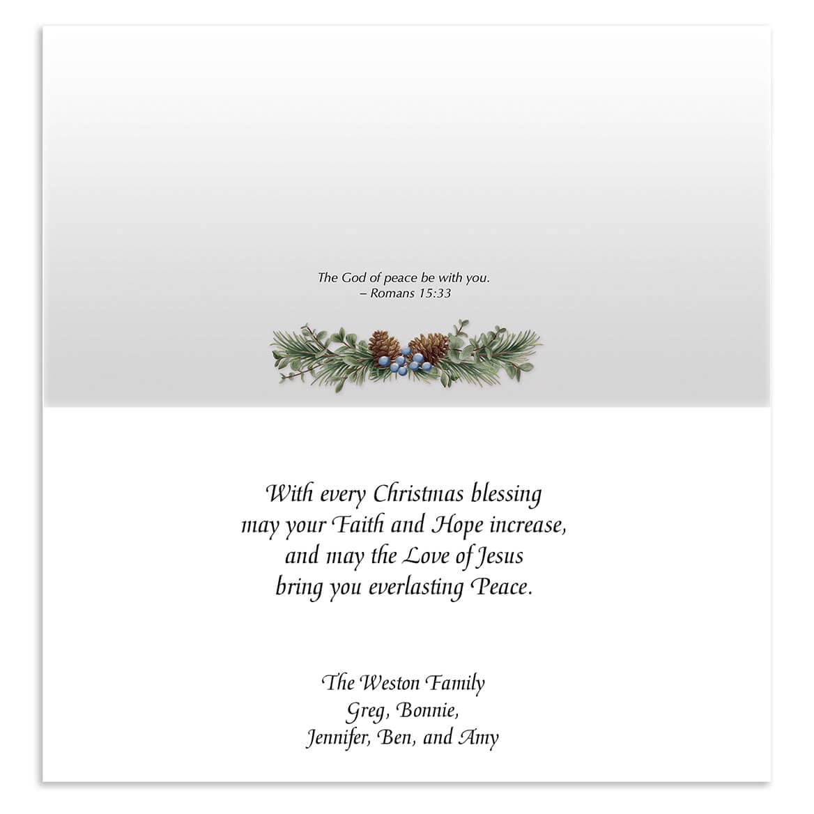 Fox Valley Traders Personalized Heavenly Peace Christmas Card Set of 20 - Custom Name & Message on Card & Envelope - Perfect for Holiday Greetings, Family & Friends