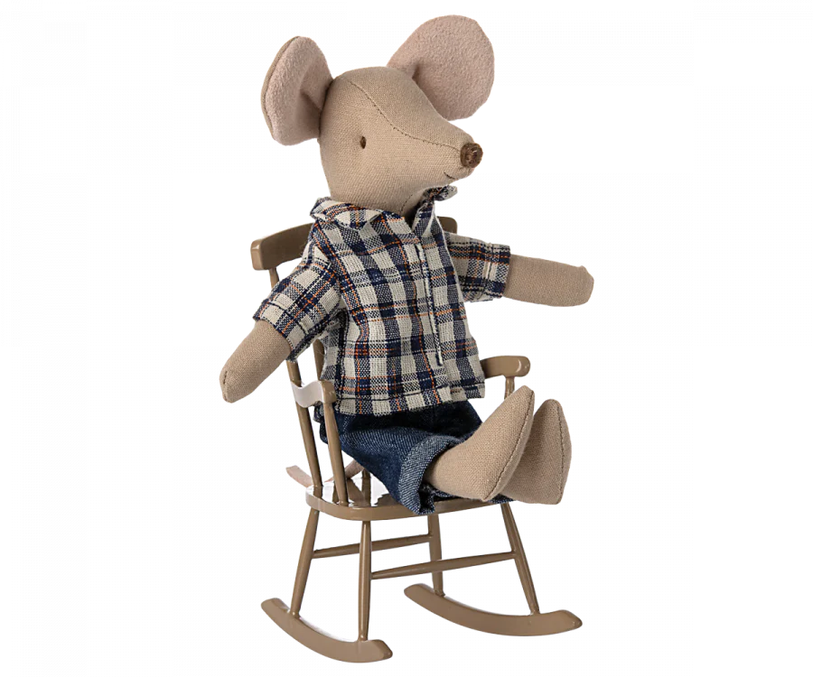 Maileg Light Brown Mouse Rocking Chair - Perfect for Kids' Bedrooms, Playrooms & Nursery Decor