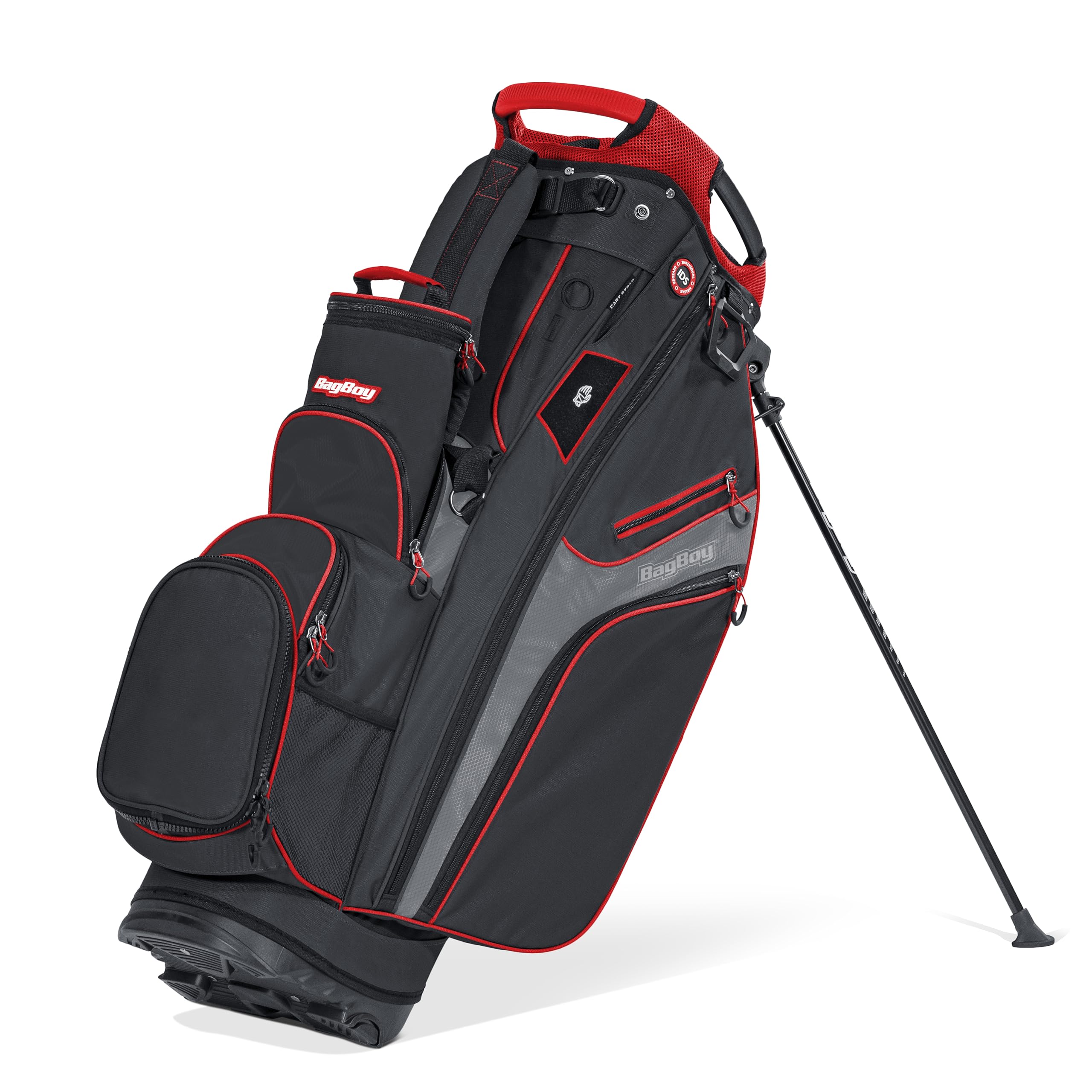 Bag Boy Chiller Hybrid Golf Stand Bag - Lightweight & Durable Black/Charcoal/Red Design - Perfect for Golfers & Outdoor Sports Enthusiasts