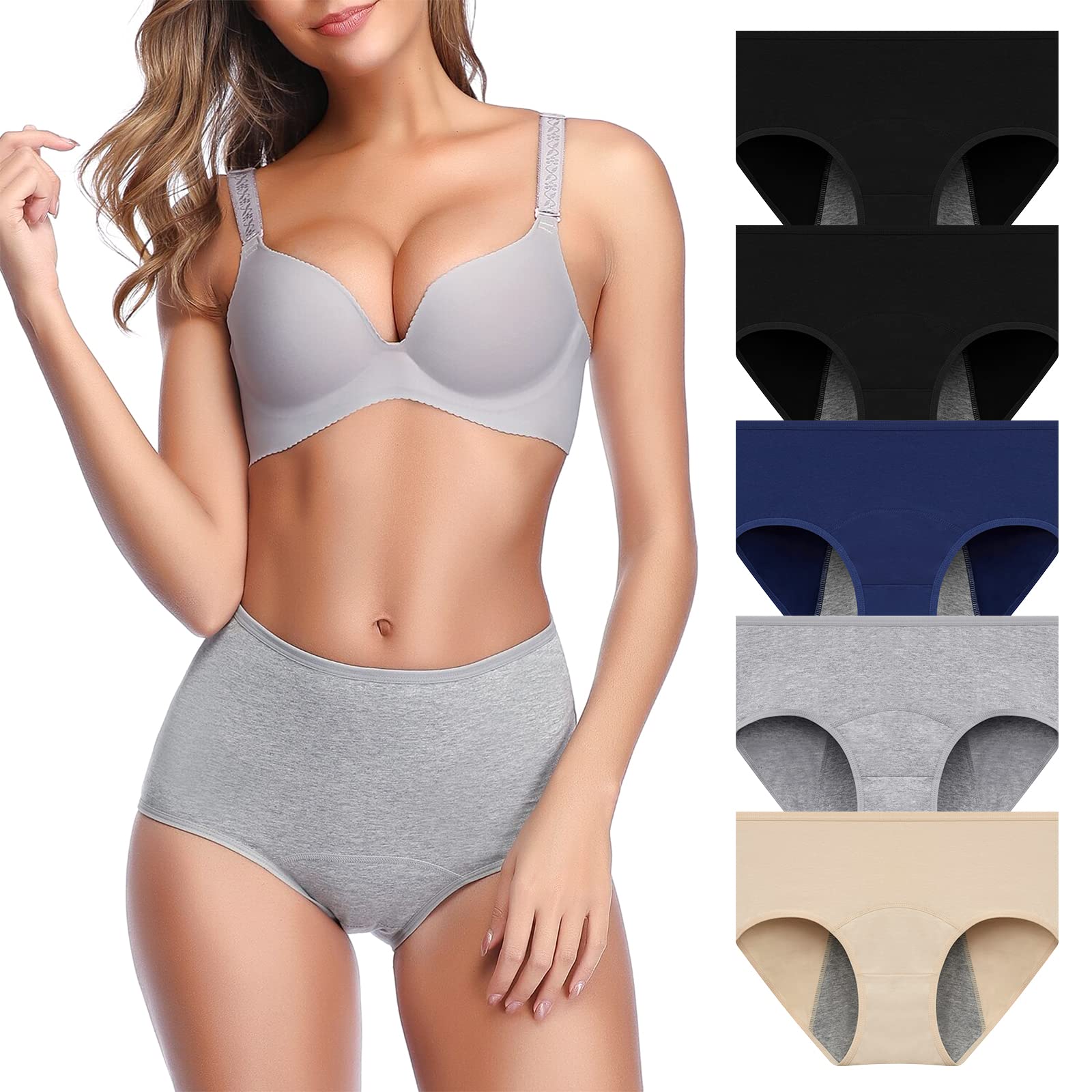 OLIKEME Women's Cotton Period Underwear - Mid Waist Postpartum Panties for Girls & Ladies | Comfortable Menstrual Briefs for Daily Wear, Overnight Protection & Postpartum Recovery