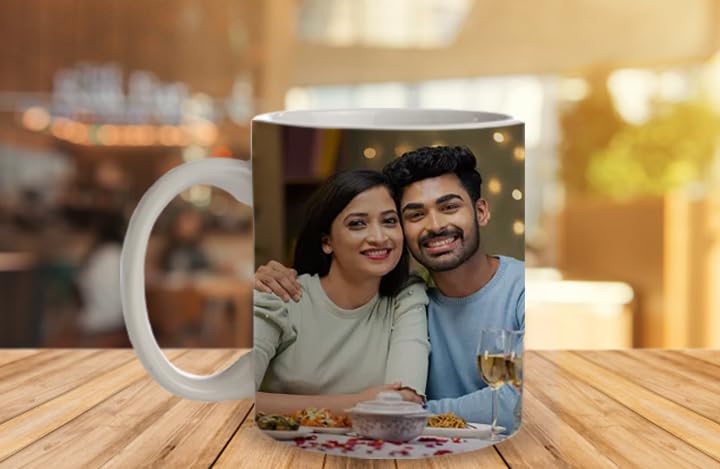 Personalized Photo Mug - Custom White Ceramic Cup with Picture | 350ml Gift for Birthday, Anniversary, Valentine's Day | Free Keychain Included | Perfect for Coffee, Tea & Office Use