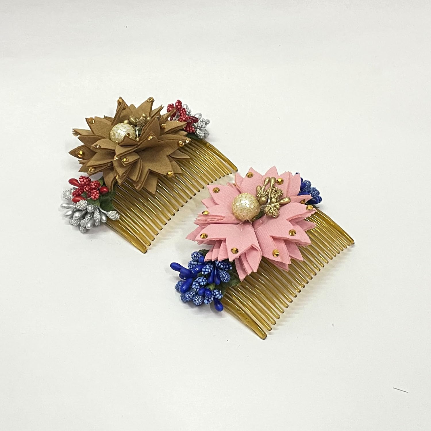Elegant Bridal Side Flower Comb Hair Clip Set - Wedding & Party Hair Accessories (Pack of 2) - Perfect for Bridal Updos, Prom Hairstyles & Special Occasions