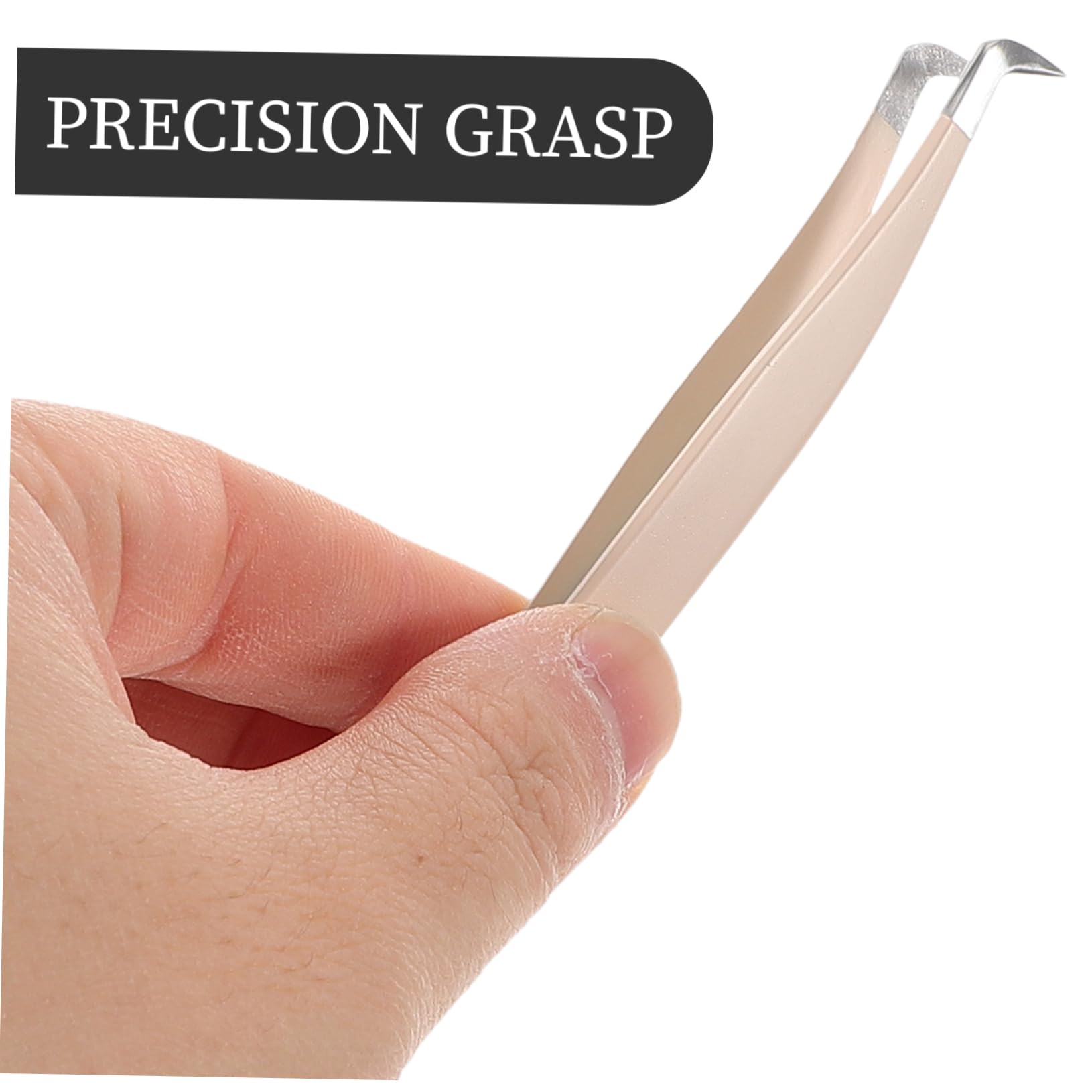 IPetboom Professional Curved Eyelash Tweezers - Precision False Eyelash Applicator for Lash Extensions & Makeup - Multi-Functional Beauty Tool (Beige) - Perfect for Salon, Home Use & Professional Makeup Artists