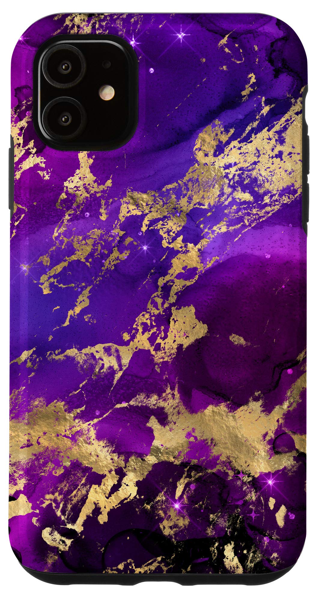 Premium iPhone 11 Case with Galaxy Natural Purple Precious Stone Pattern - Slim Protective Cover for Everyday Use, Travel & Work