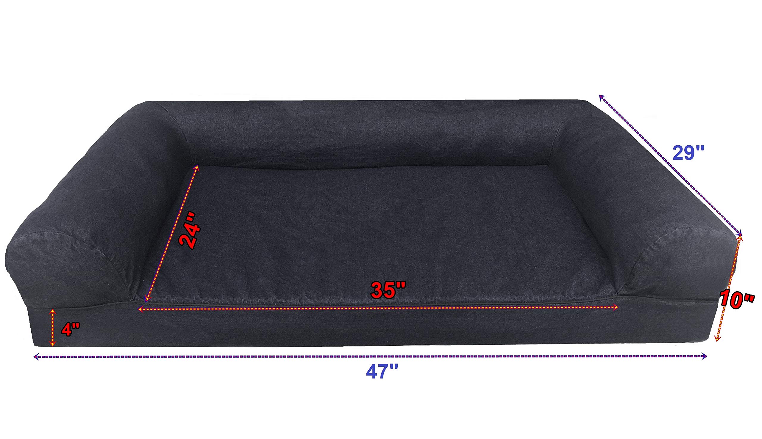 Premium Orthopedic Gel Memory Foam Dog Bed - Waterproof Liner & Durable Canvas Cover - 47