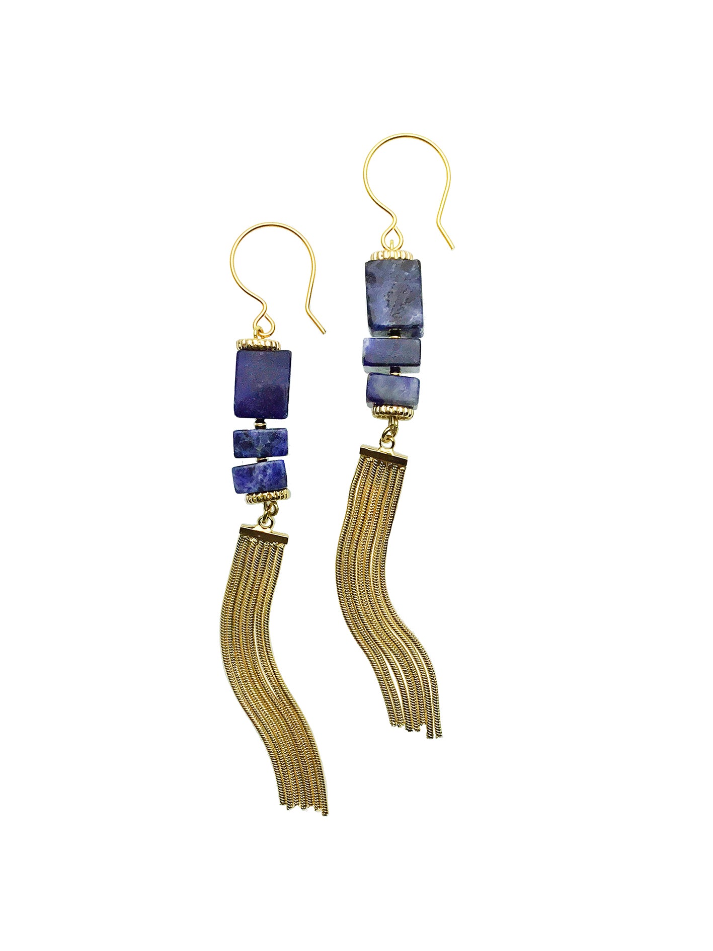 Blue Sodalite Tassel Earrings for Women - Handmade Bohemian Dangle Earrings with Natural Stone - Perfect for Boho Chic, Festival, and Everyday Wear