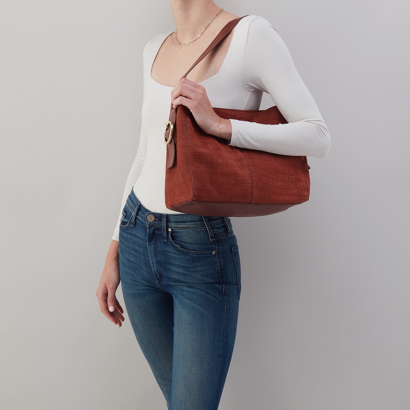 Premium Suede Shoulder Bag with Sequoia Croc Embossed Design - Stylish Crossbody Purse for Women, Perfect for Work, Travel & Everyday Use