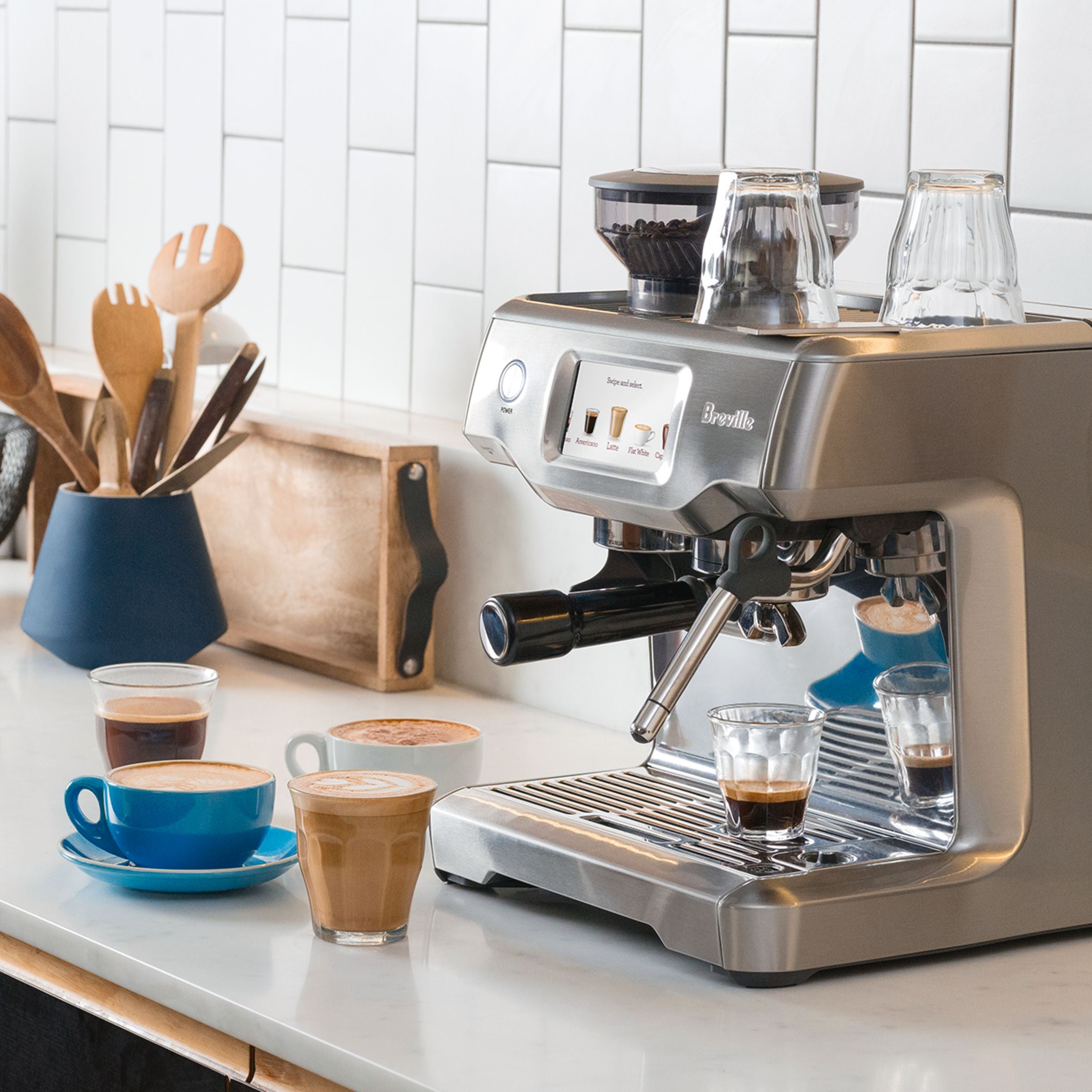 Breville Barista Touch BES880BSS Espresso Machine with Built-in Grinder - Stainless Steel, 67 oz Water Tank - Perfect for Home Baristas & Coffee Lovers (Use for Latte, Cappuccino, Americano)