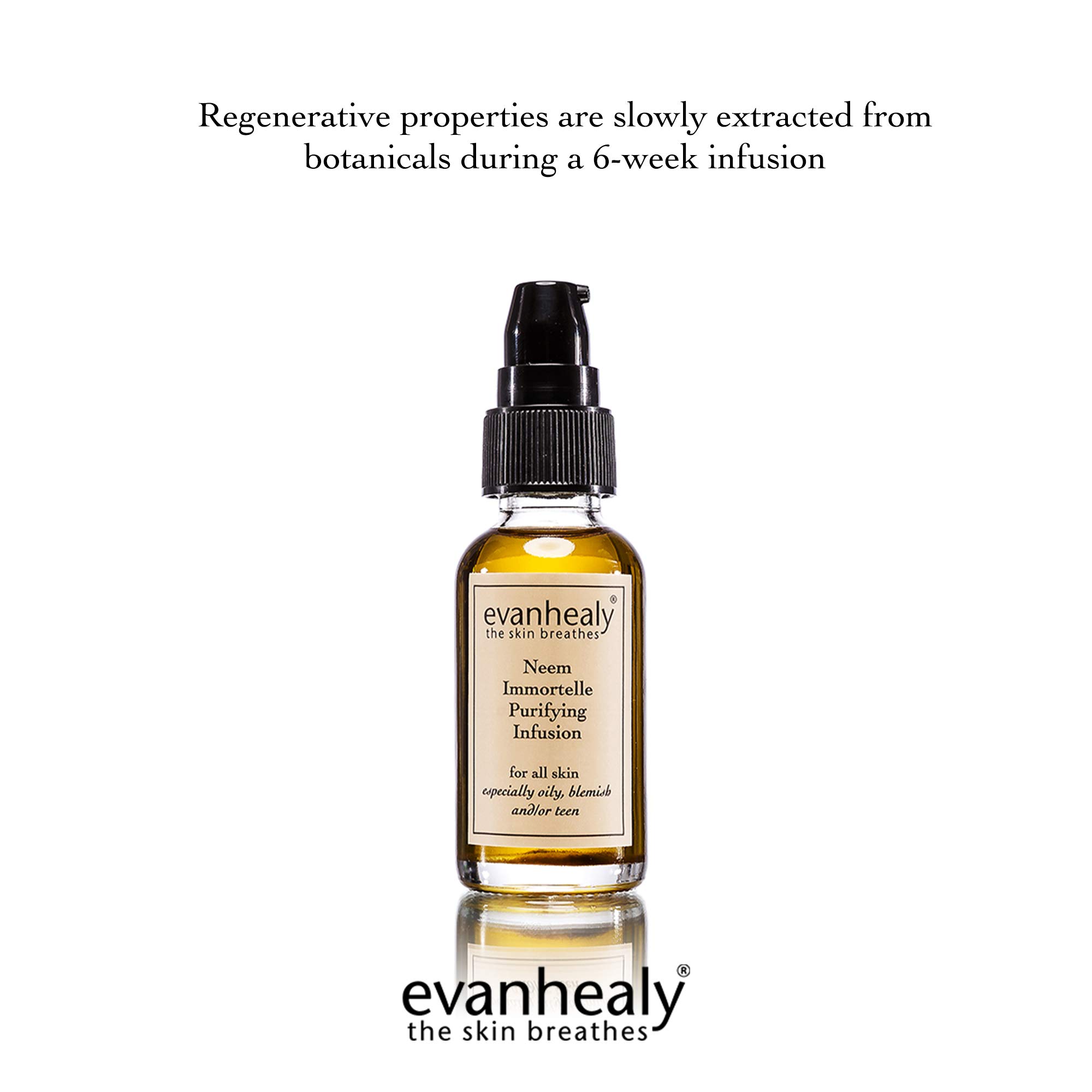 Evanhealy Neem Immortelle Purifying Infusion - Organic Facial Oil Serum & Cleanser for Congested, Sensitive Skin - Pore Minimizer & Balancing Ayurveda Face Serum with Vitamin E | Perfect for Daily Skincare Routine & Acne-Prone Skin Treatment