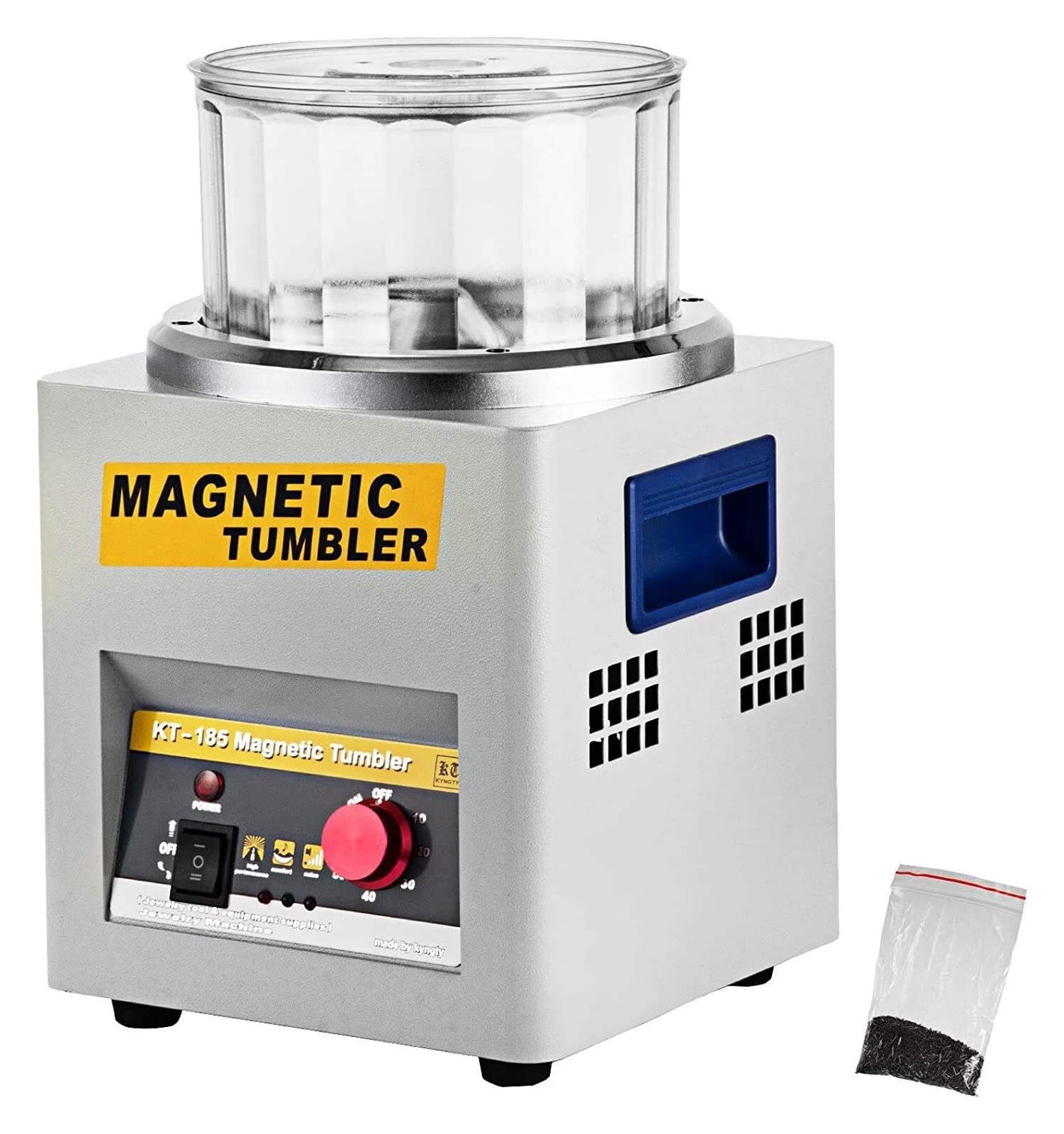 Mini KT185 Magnetic Tumbler 180mm - Professional Jewelry Polishing & Finishing Machine with Timer - Perfect for Jewelry Making, Watch Repair & Metal Parts Cleaning