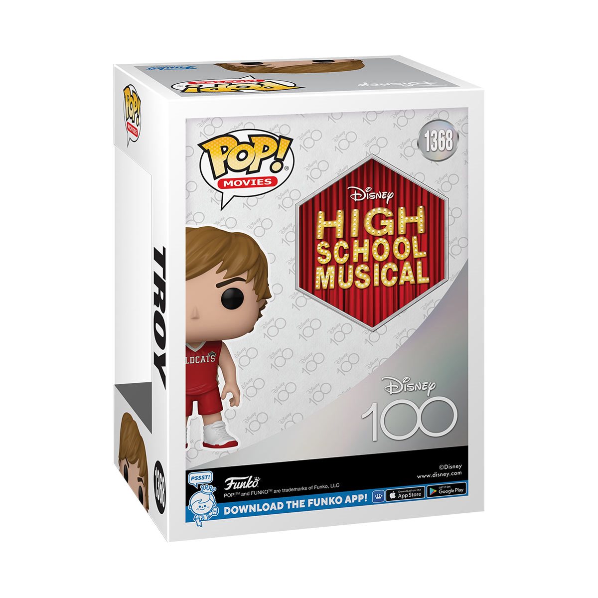 Disney 100 High School Musical Troy Funko Pop! Vinyl Figure #1368 - Collectible Toy for Fans, Gift for Movie Lovers, Perfect for Display & Room Decor
