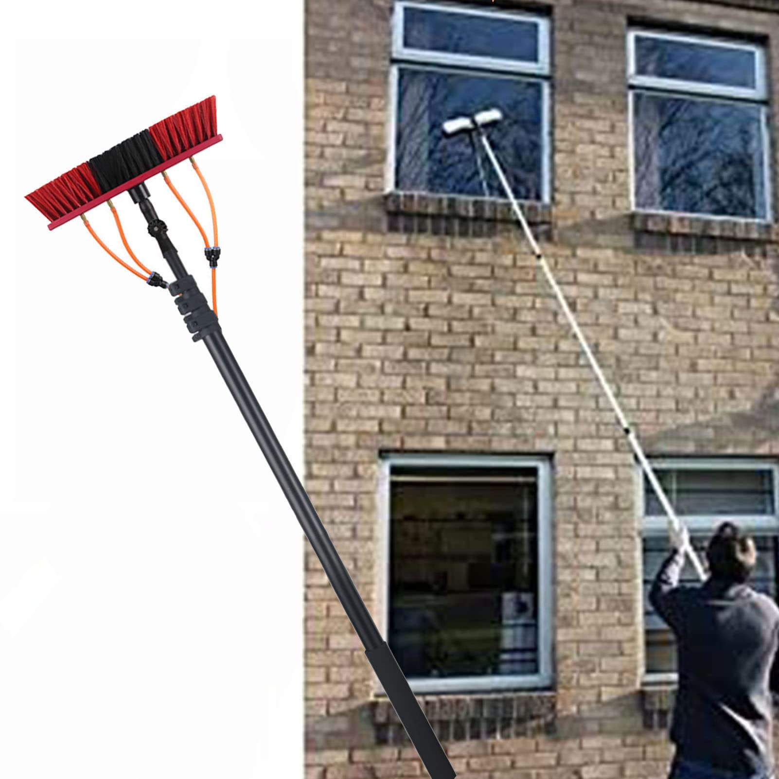 ZOYOTO 350cm Extendable Window Cleaner Kit with Removable Squeegee - Telescopic Pole for High-Rise Windows, Glass Doors, and Conservatory Cleaning - Ideal for Hard-to-Reach Windows and Outdoor Glass Surfaces