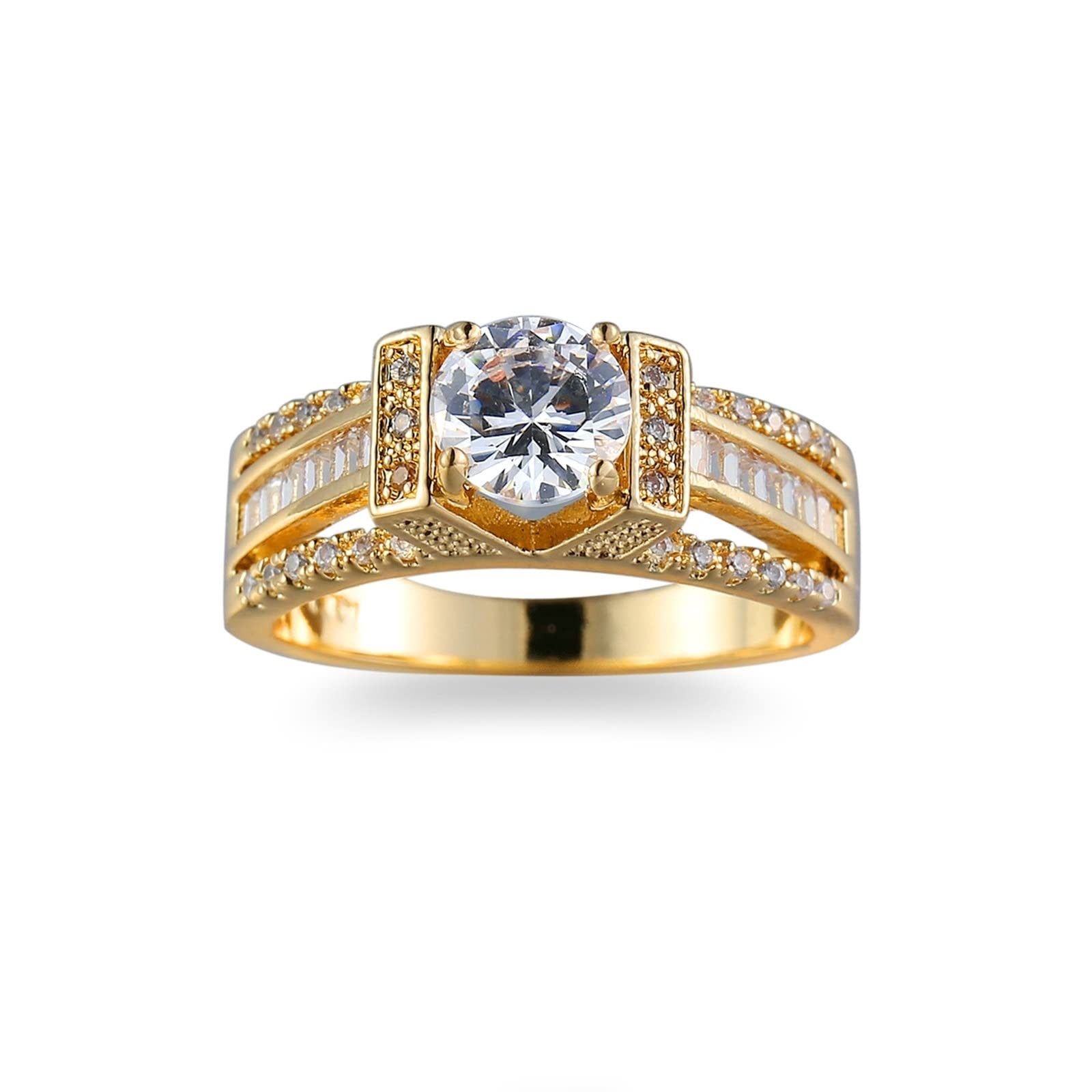 Affordable Gold Plated Cubic Zirconia V-Shaped Wedding Rings for Women - Elegant Engagement & Bridal Jewelry Set - Perfect for Proposals, Anniversaries & Special Occasions