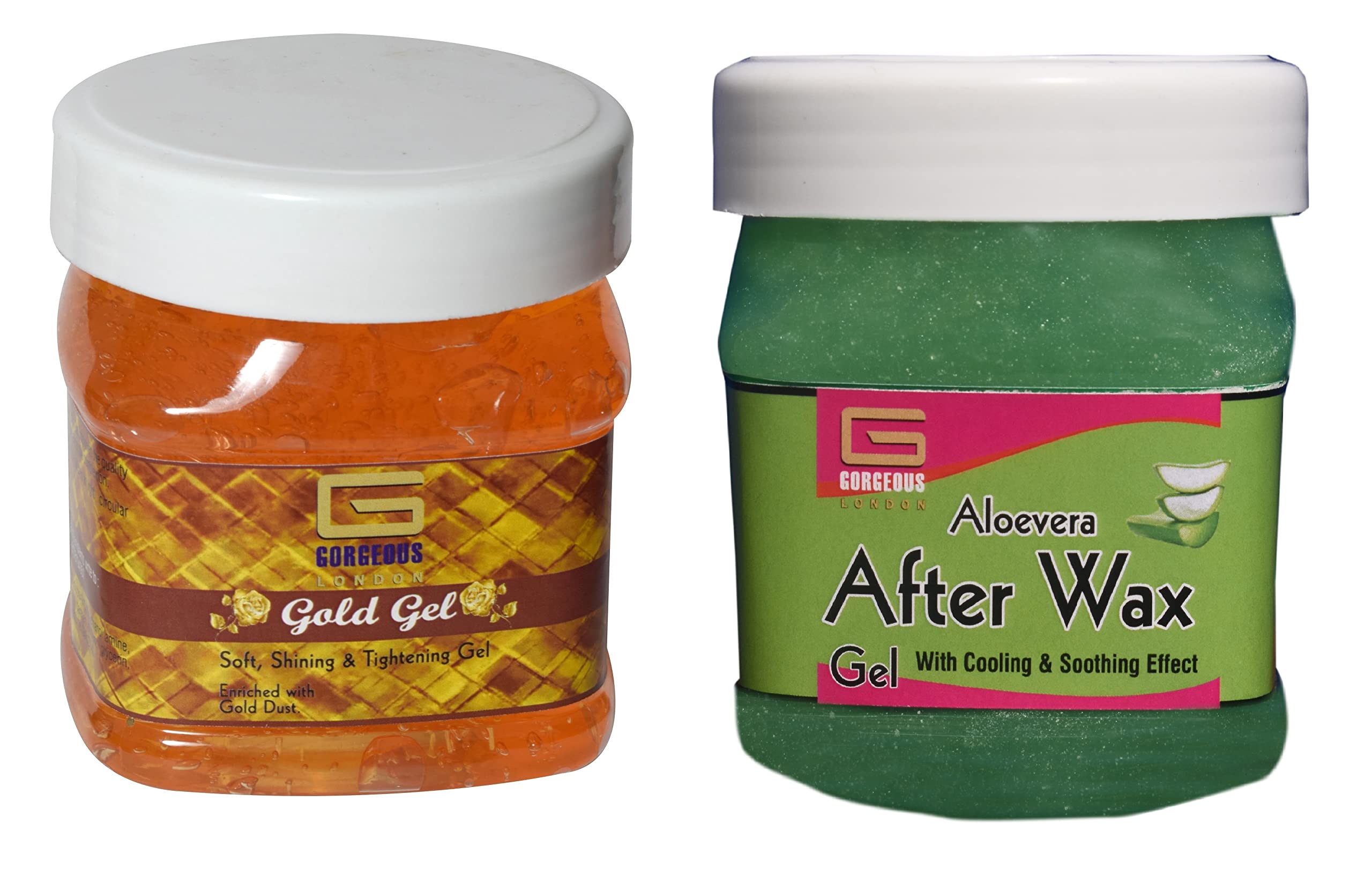 London Gold Gel & Aloe Vera After Wax Gel Combo (2 Pack, 450ml Each) – Soothing Post-Waxing Care for Smooth Skin at Home or Salon