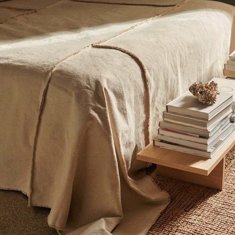 FERM LIVING Offset Bedspread - Soft & Luxurious Off White Bed Cover for Queen & King Size Beds - Perfect for Modern Bedroom Decor & Cozy Home Styling