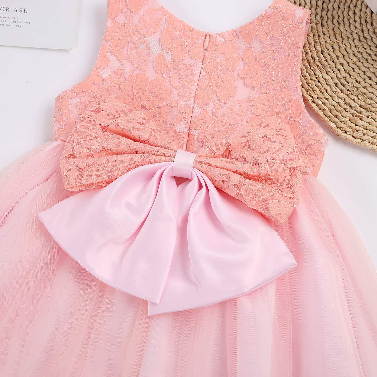 Floral Lace Baby Girl Dress with Big Bow Back - Elegant Flower Girl Outfit for Weddings, Birthday Parties & Pageants | Perfect for Special Occasions & Photo Shoots