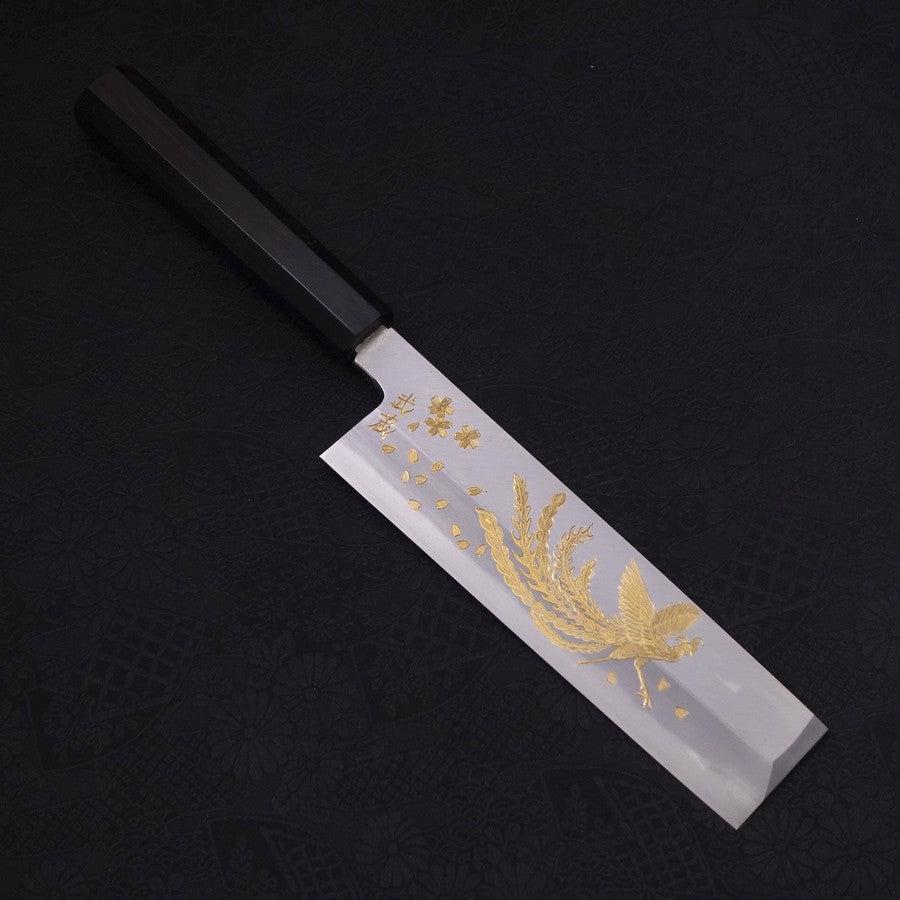 Premium Usuba Knife - White Steel #2 Kasumi Finish with Phoenix Sakura Buffalo Ebony Handle - 180mm Japanese Chef Knife for Sushi, Vegetables & Precision Cutting - Ideal for Professional Chefs & Home Cooking