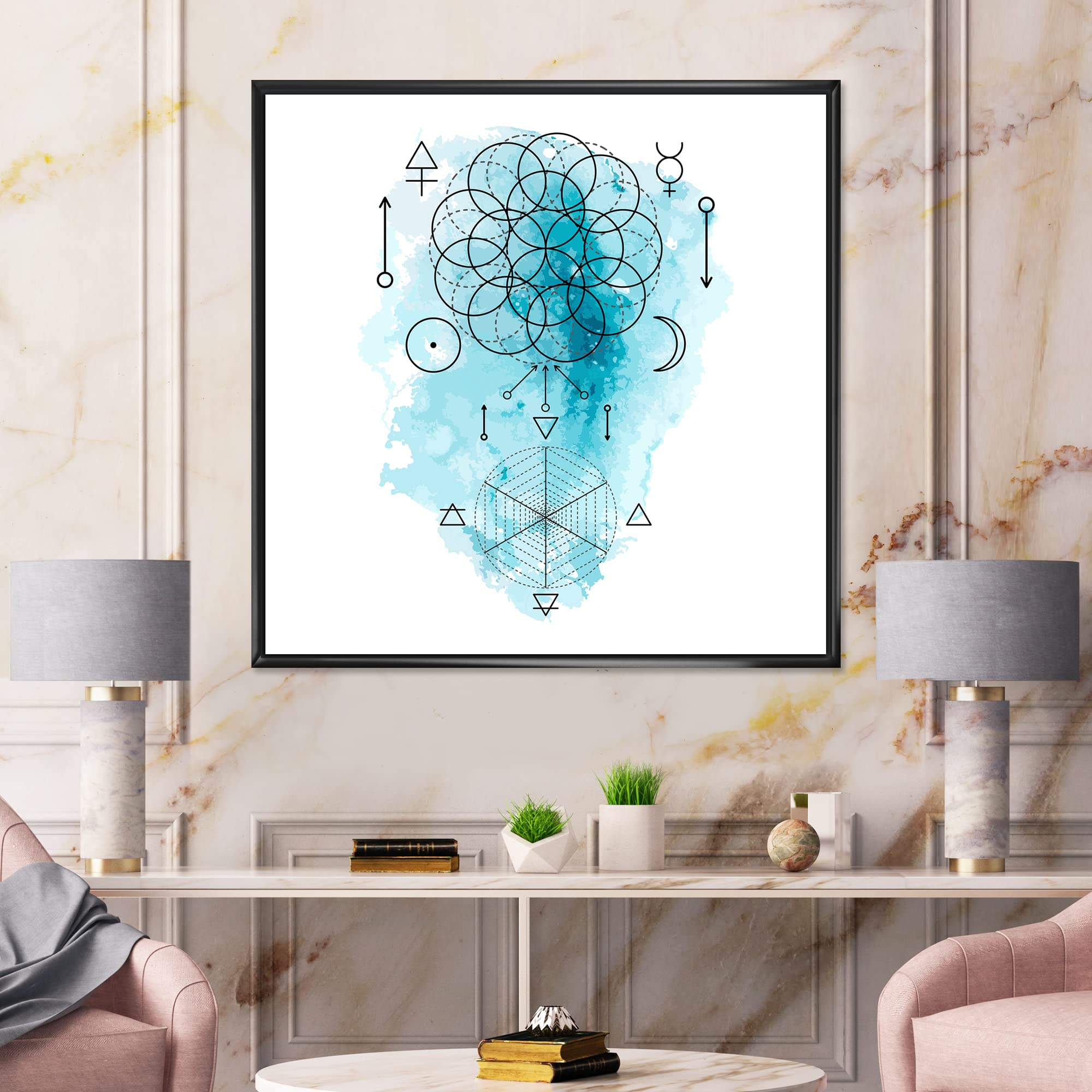 Alchemy & Sacred Geometry Wall Art Print - Bohemian Eclectic Framed Canvas Decor for Living Room, Bedroom & Office | Spiritual Home Decor Gift